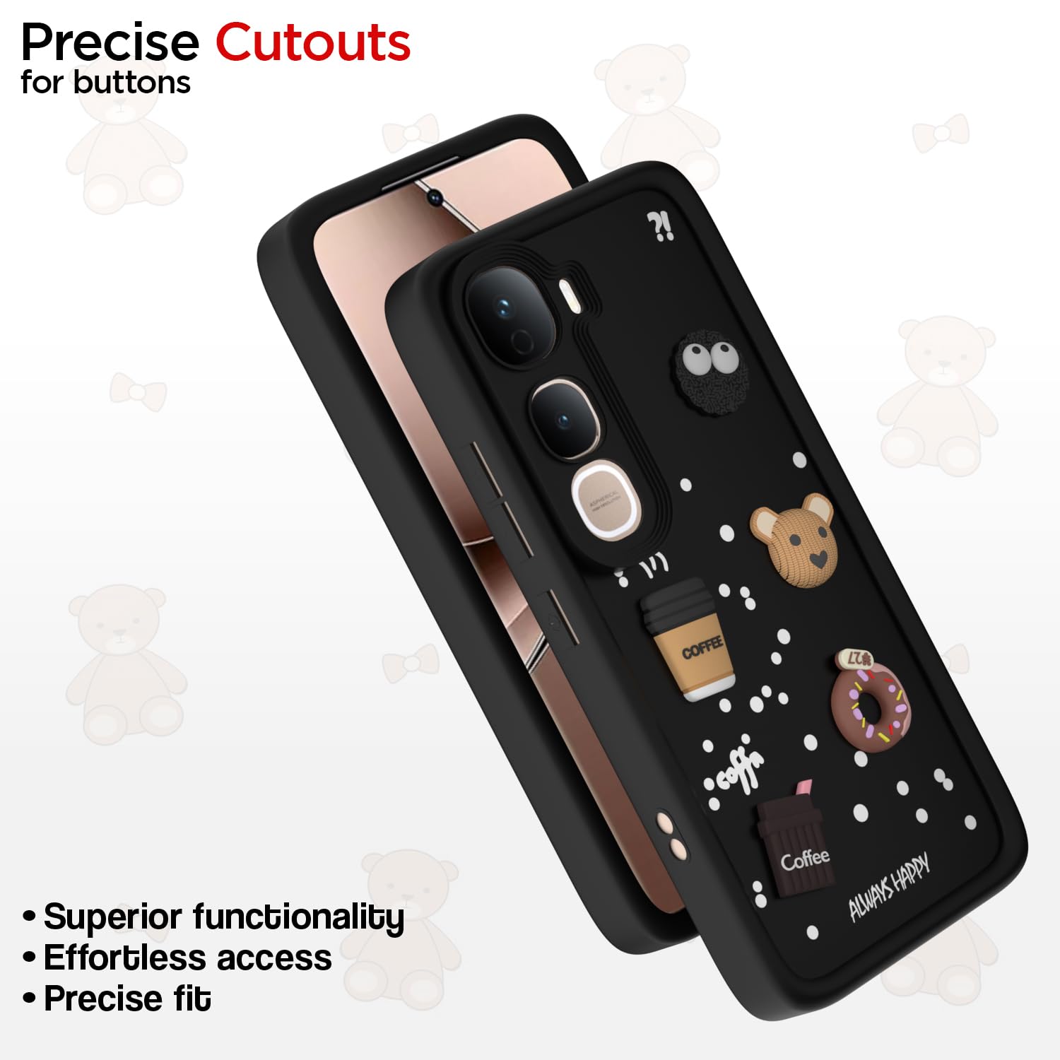 Pikkme Vivo Y400 Pro 5G/3D Silicone black mobile back cover – photo 6