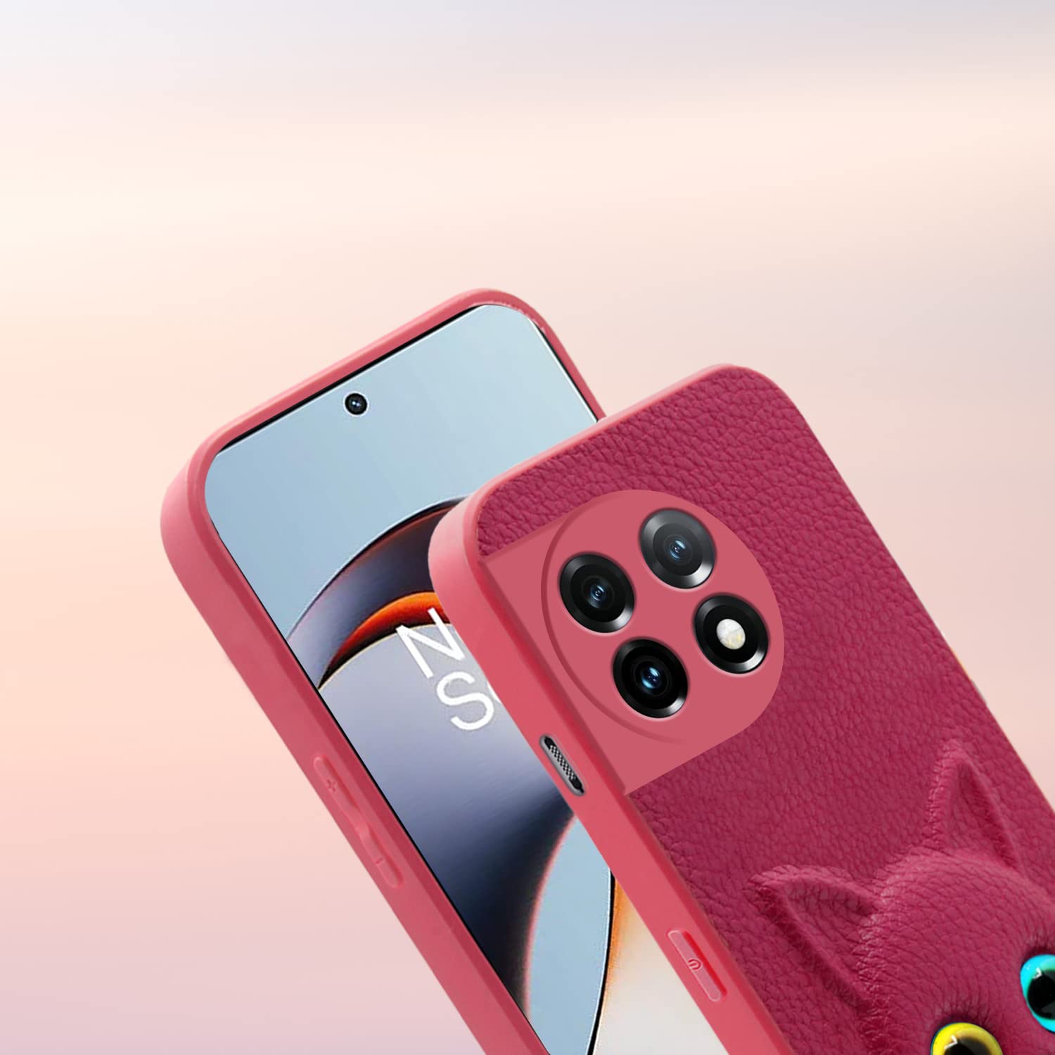 Pikkme OnePlus 11R Kitty Back Cover (Pink)