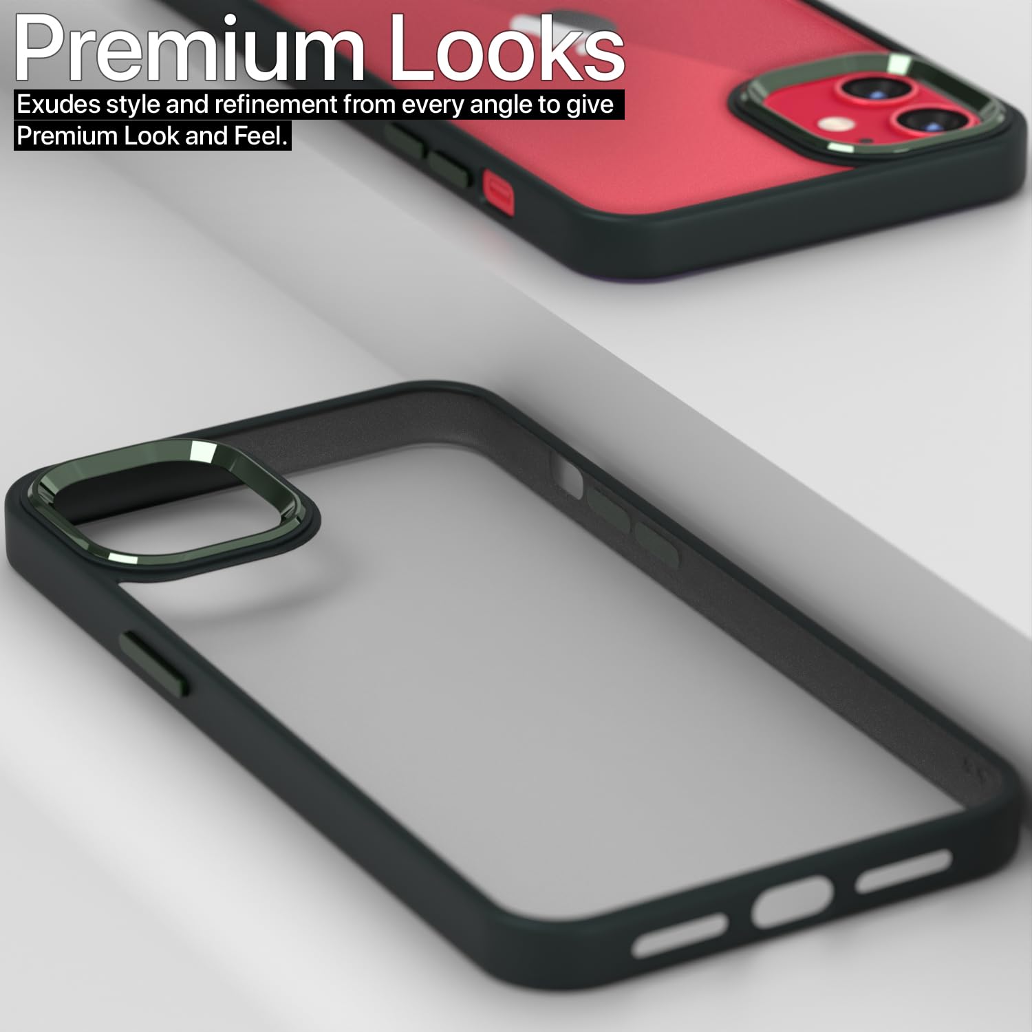 Pikkme iPhone 11 Electroplated Crome Metal Ring Back Cover (Dark Green)