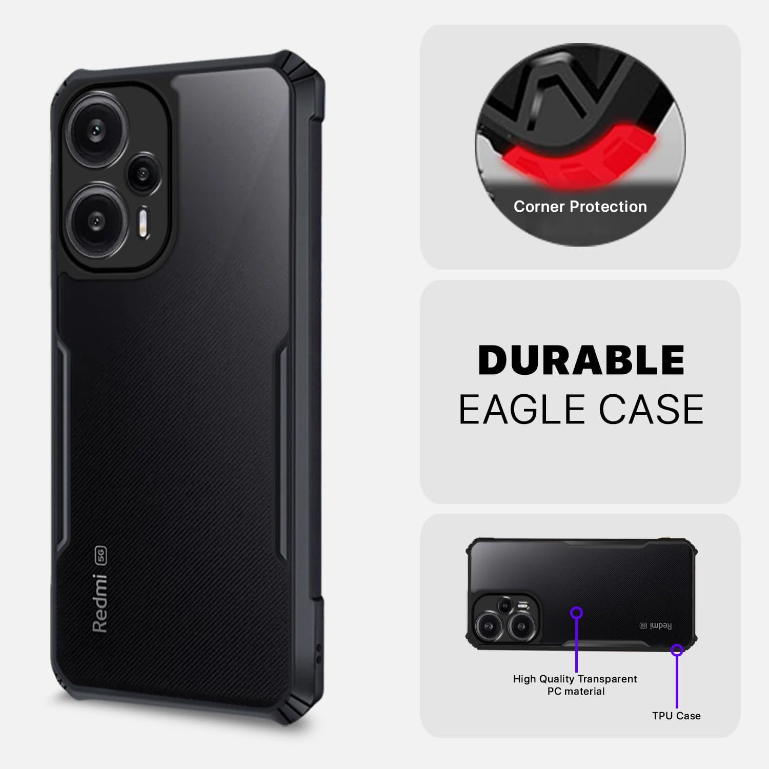 Pikkme Poco F5 5G Eagle Back Cover (Black)