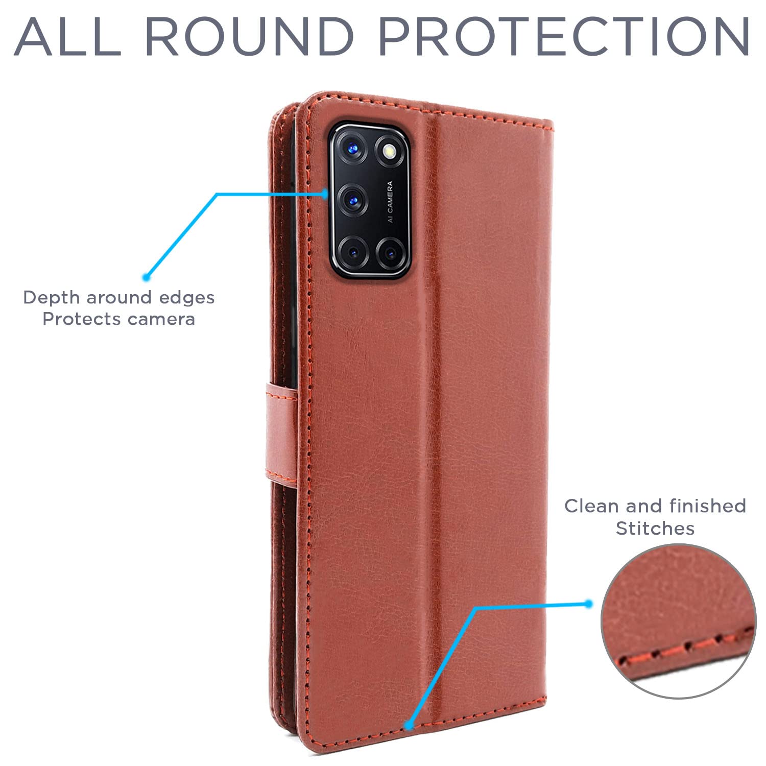 Pikkme Oppo A52 Wallet brown mobile flip cover – photo 4