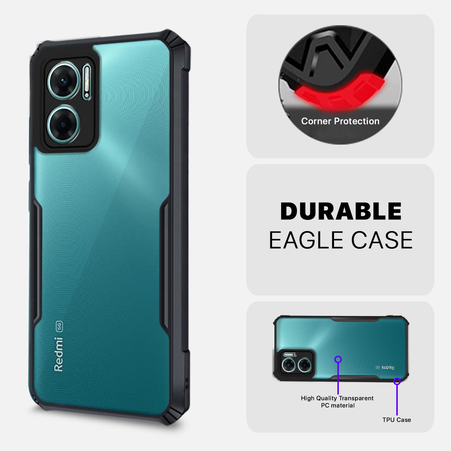 Pikkme Redmi 11 Prime 5G Eagle Back Cover (Black)