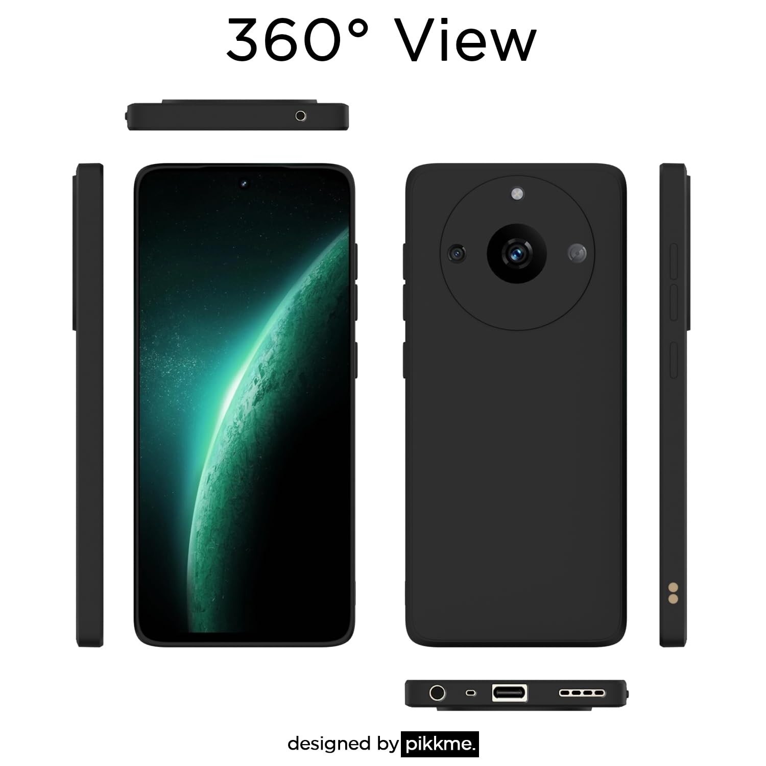 Pikkme Realme Narzo 60 5G Liquid Silicone Back Cover (Black)