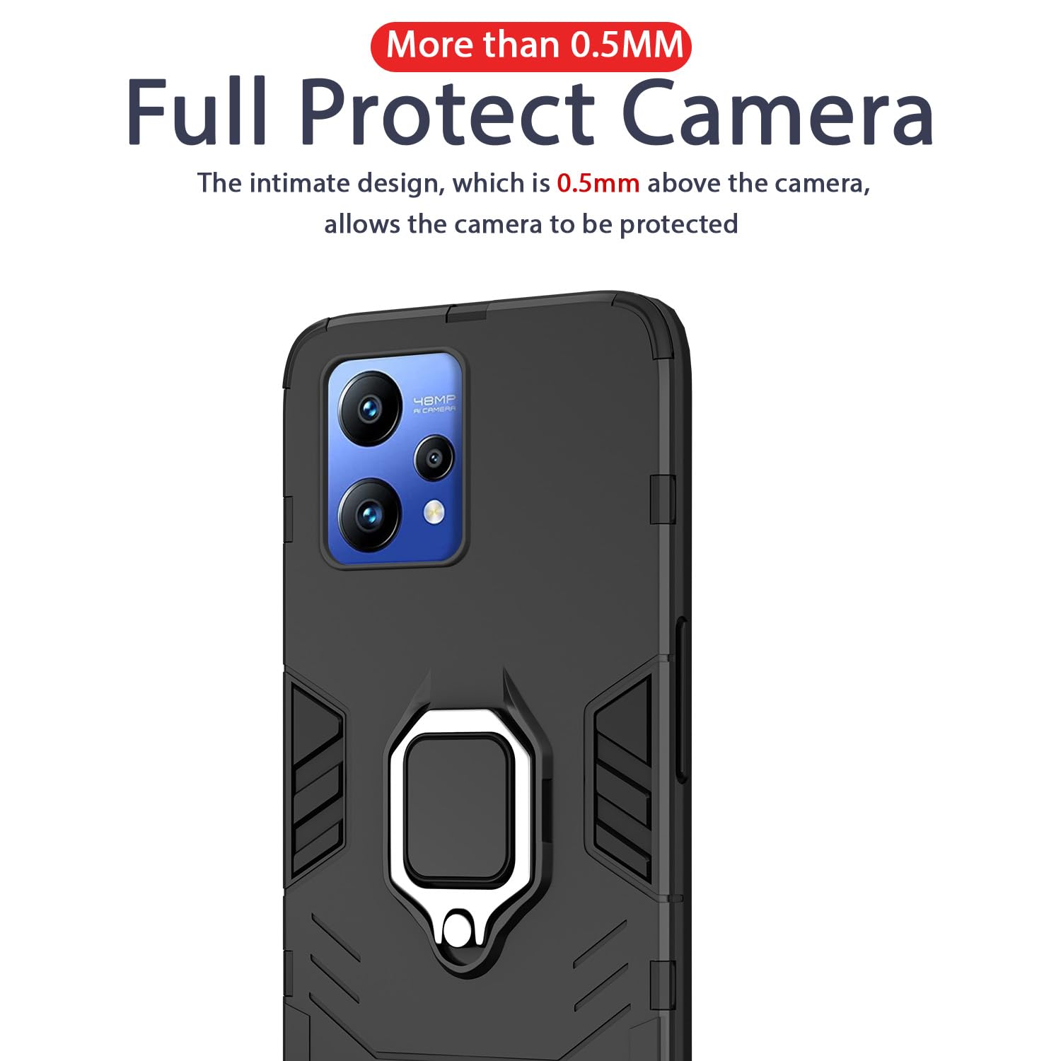 Pikkme Realme Narzo 50 Pro 5G D5 Tough Armor Back Cover | Black