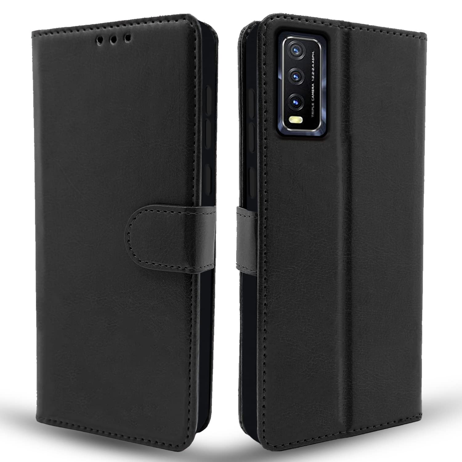 Vivo Y20 Black Vintage Flip Cover