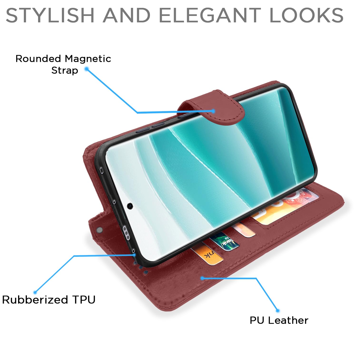 Pikkme Redmi Note 14 Pro/Note 14 Pro Plus 5G Wallet brown flip cover – photo 5