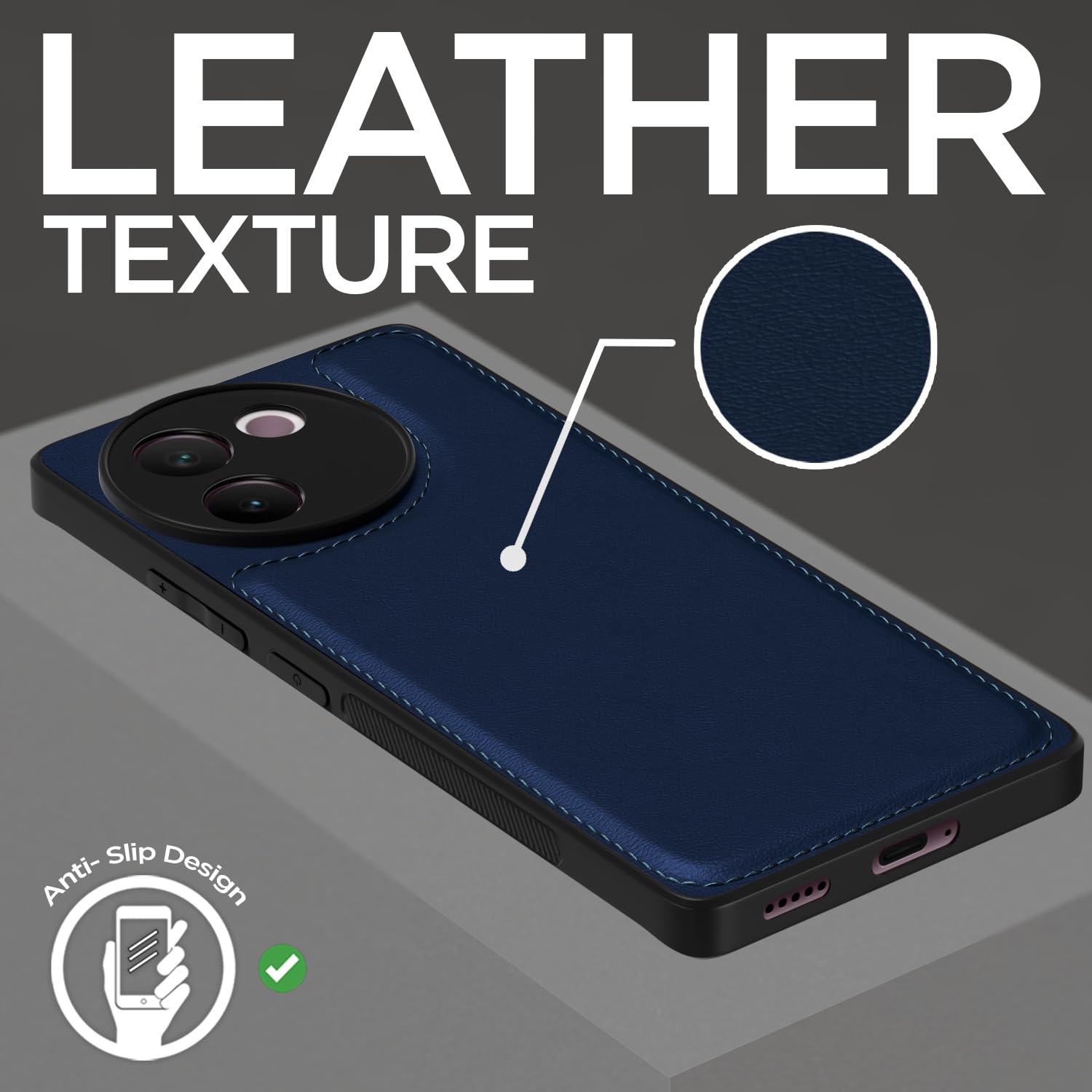 Pikkme Vivo V30e 5G Leatherback Back Case | Blue