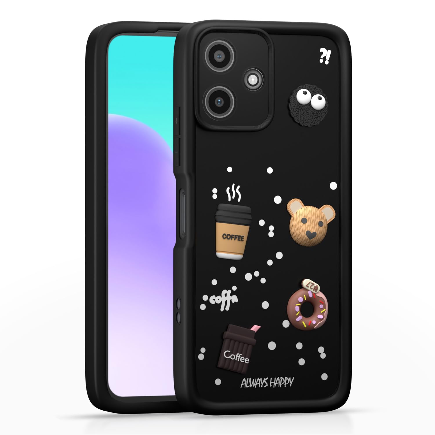 Bumper Case for Redmi 12 5G / Poco M6 Pro 5G | Cute Fun Cartoon 3D Bear Back Cover -Black