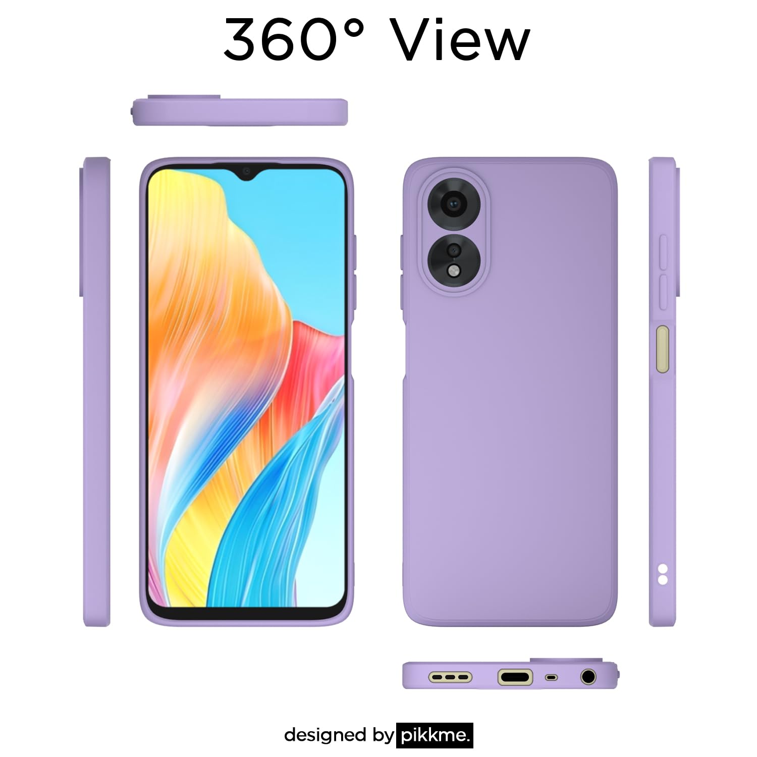 Pikkme Oppo A38 4G / Oppo A18 4G Liquid Silicone Back Cover | Purple