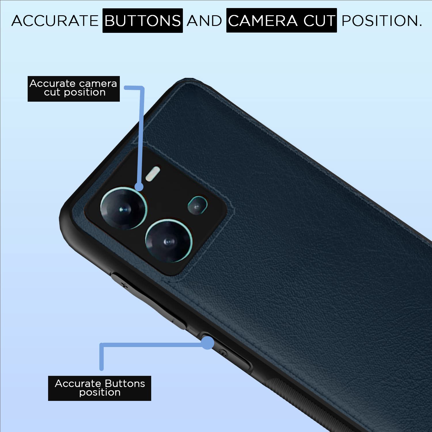 Pikkme Vivo V25 5G Leatherback Back Case | Blue