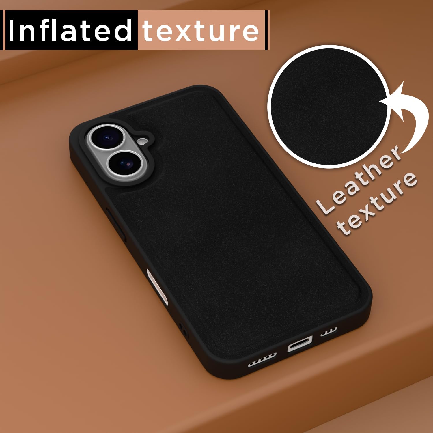Black Leather back cover for iPhone 16 – Pikkme – photo 2