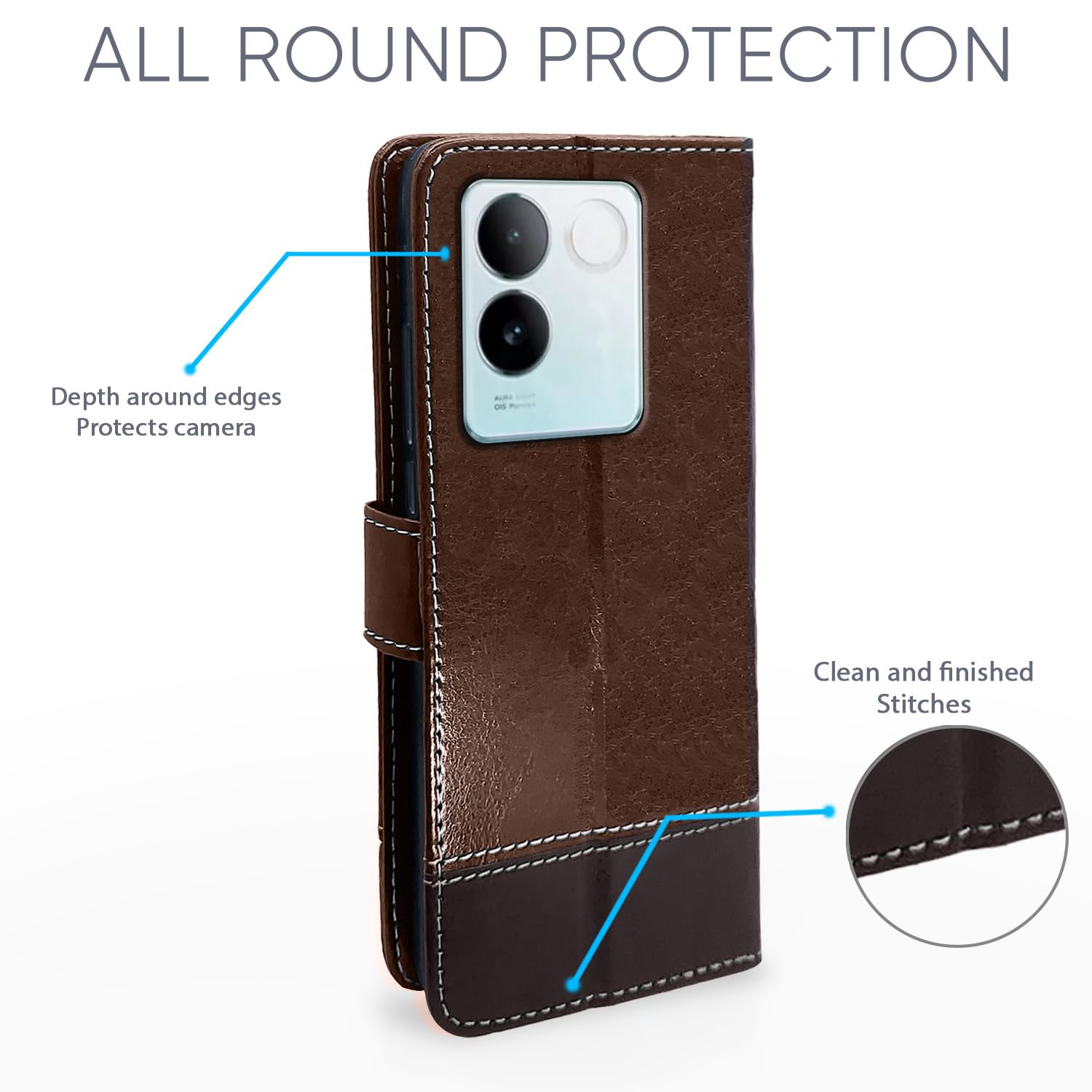 Brown & coffee wallet flip cover for Vivo T2 Pro 5G – Pikkme – photo 3