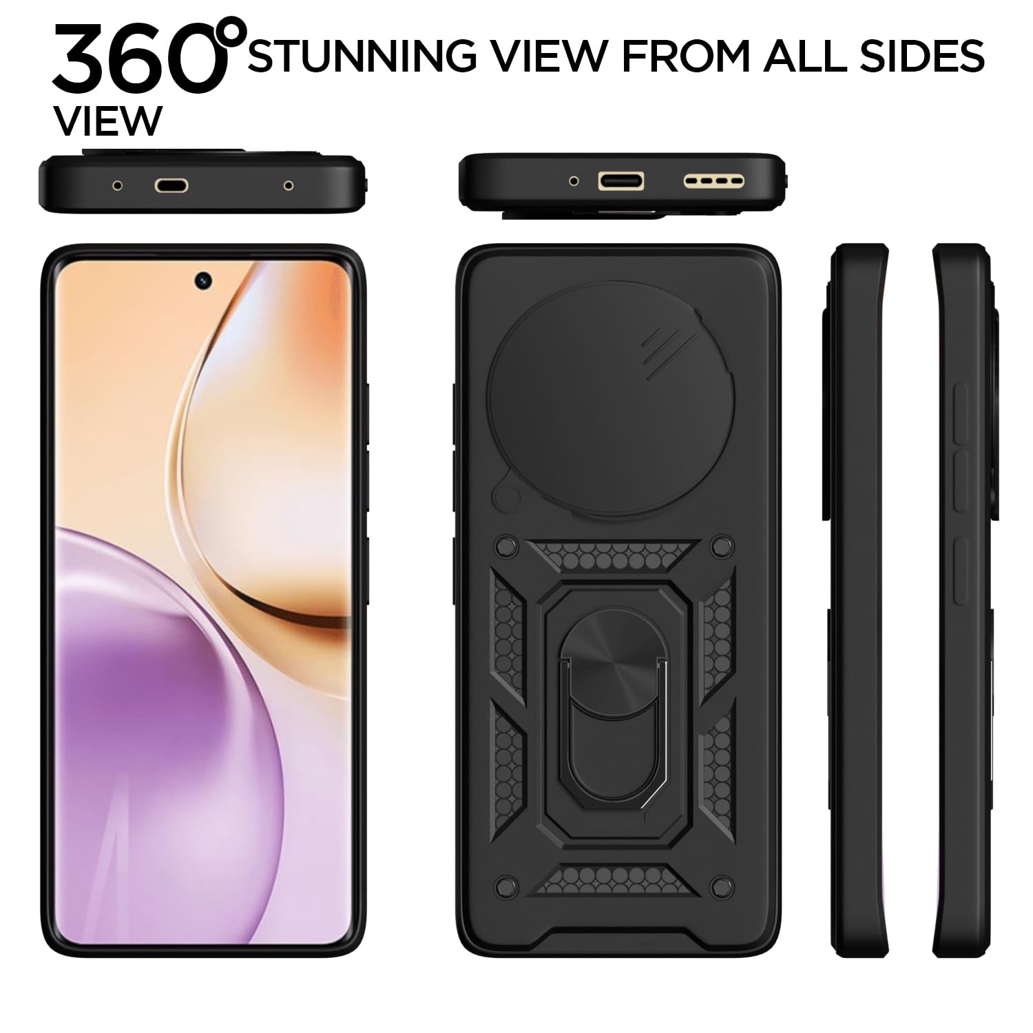 Pikkme Realme 14 Pro 5G D10 Tough Armor Back Cover (Black)