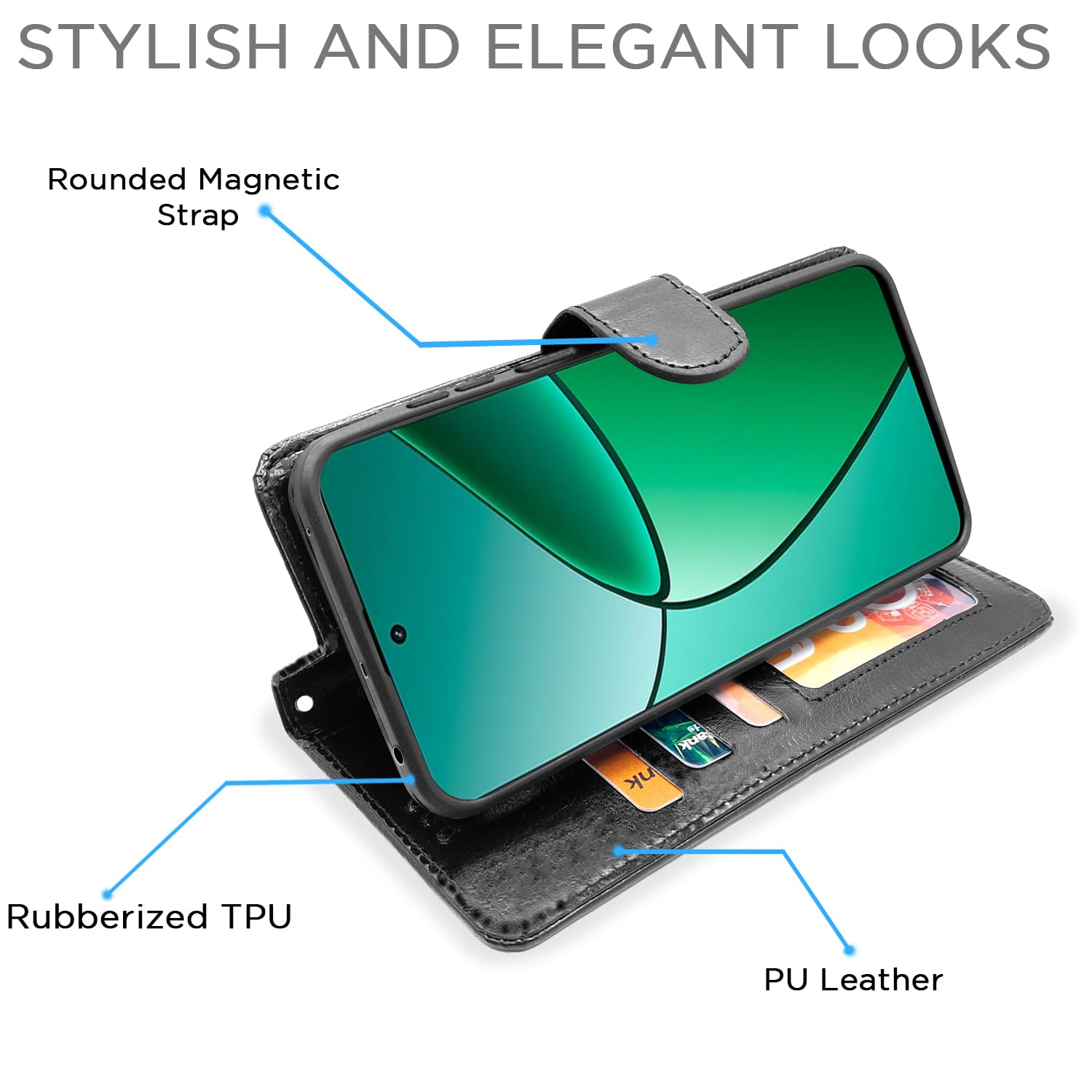Pikkme black Wallet mobile flip cover for Realme 12 Plus/P1/Narzo 70/70 Pro 5G – photo 3