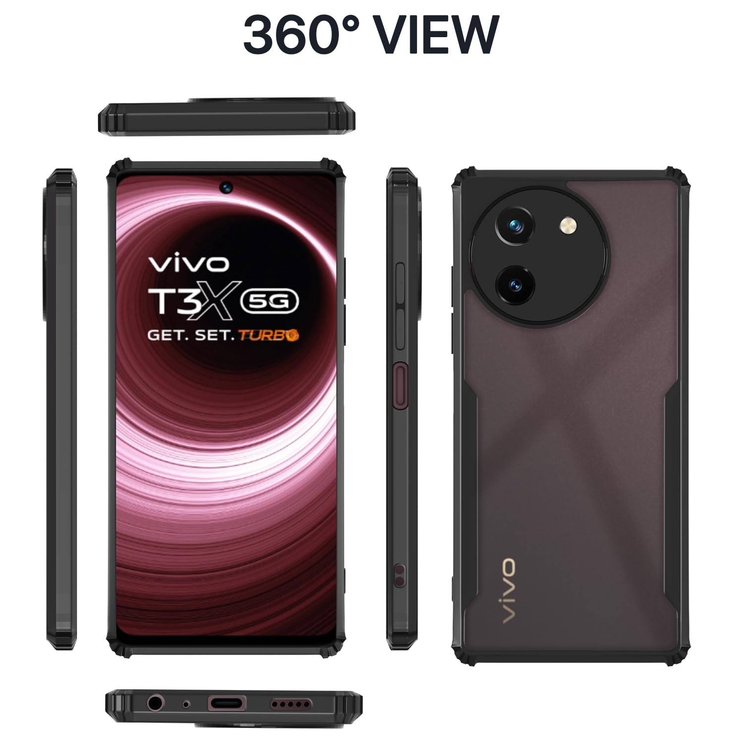 Black mobile cover for Vivo T3x/Y200i 5G – Pikkme – photo 2