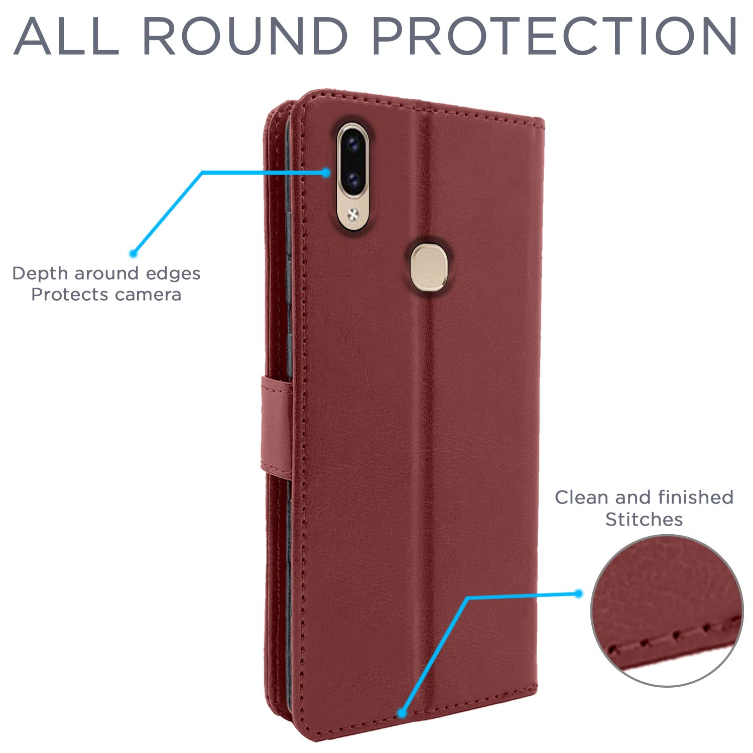 Pikkme Vivo V9 / V9 Pro / V9 Youth Vintage Flip Cover | Brown