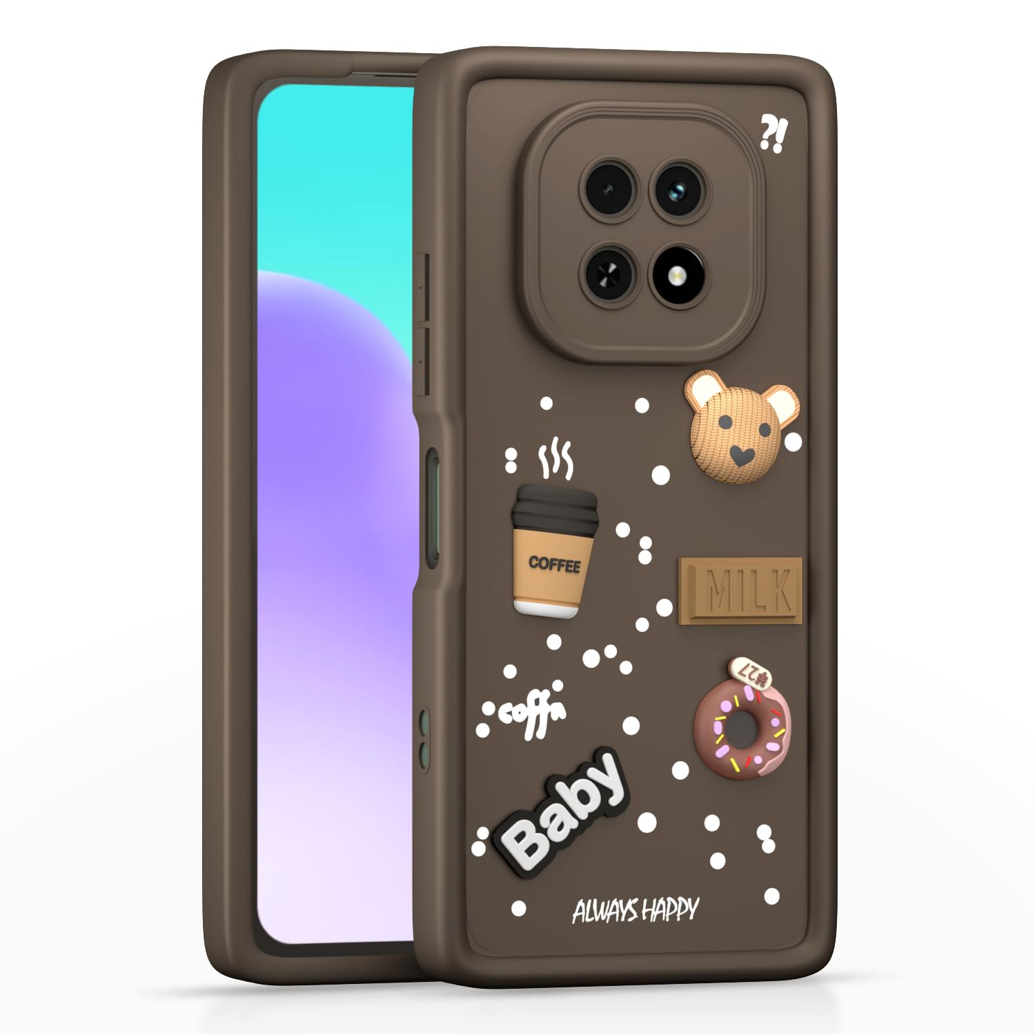 Realme C63 5G Cute Fun Cartoon 3D Bear Silicone Full Body Protection cartoon Brown