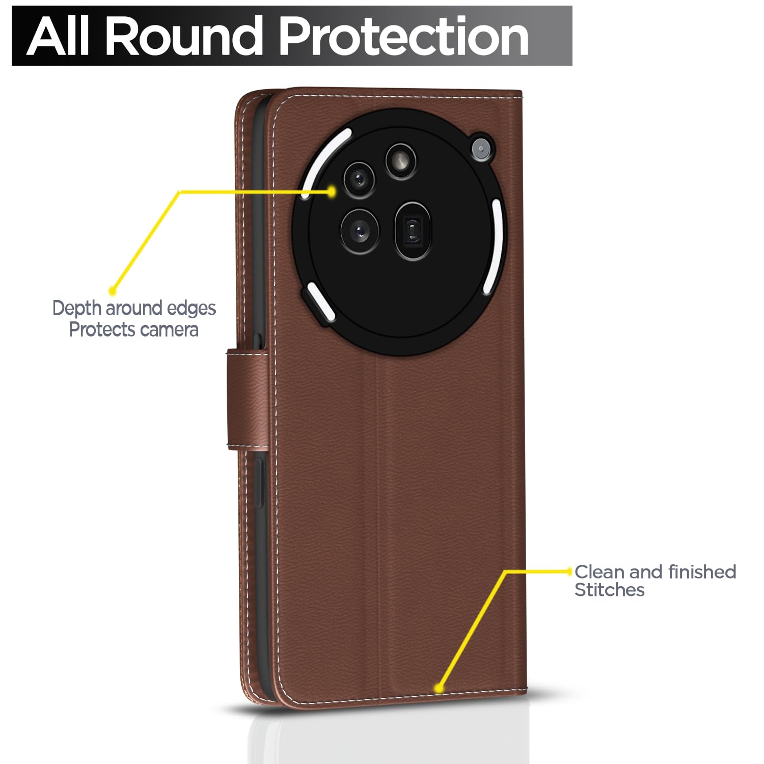 Pikkme Nothing Phone 3a Pro 5G Vintage Flip Cover (Tan)