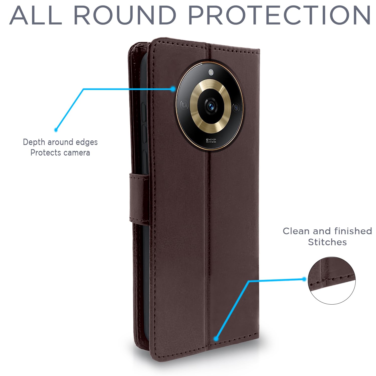 Realme Narzo 60 5G Wallet mobile flip cover in coffee by Pikkme – photo 4