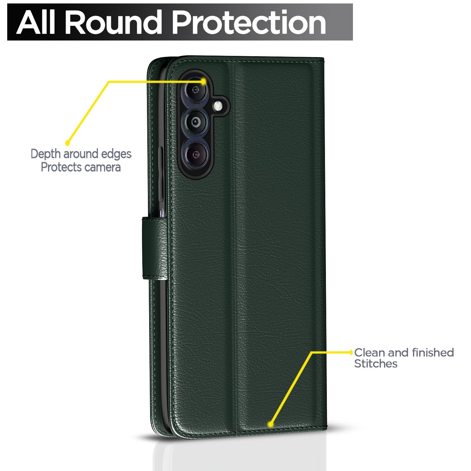 Pikkme Samsung Galaxy M14 5G Flip Cover (Green)