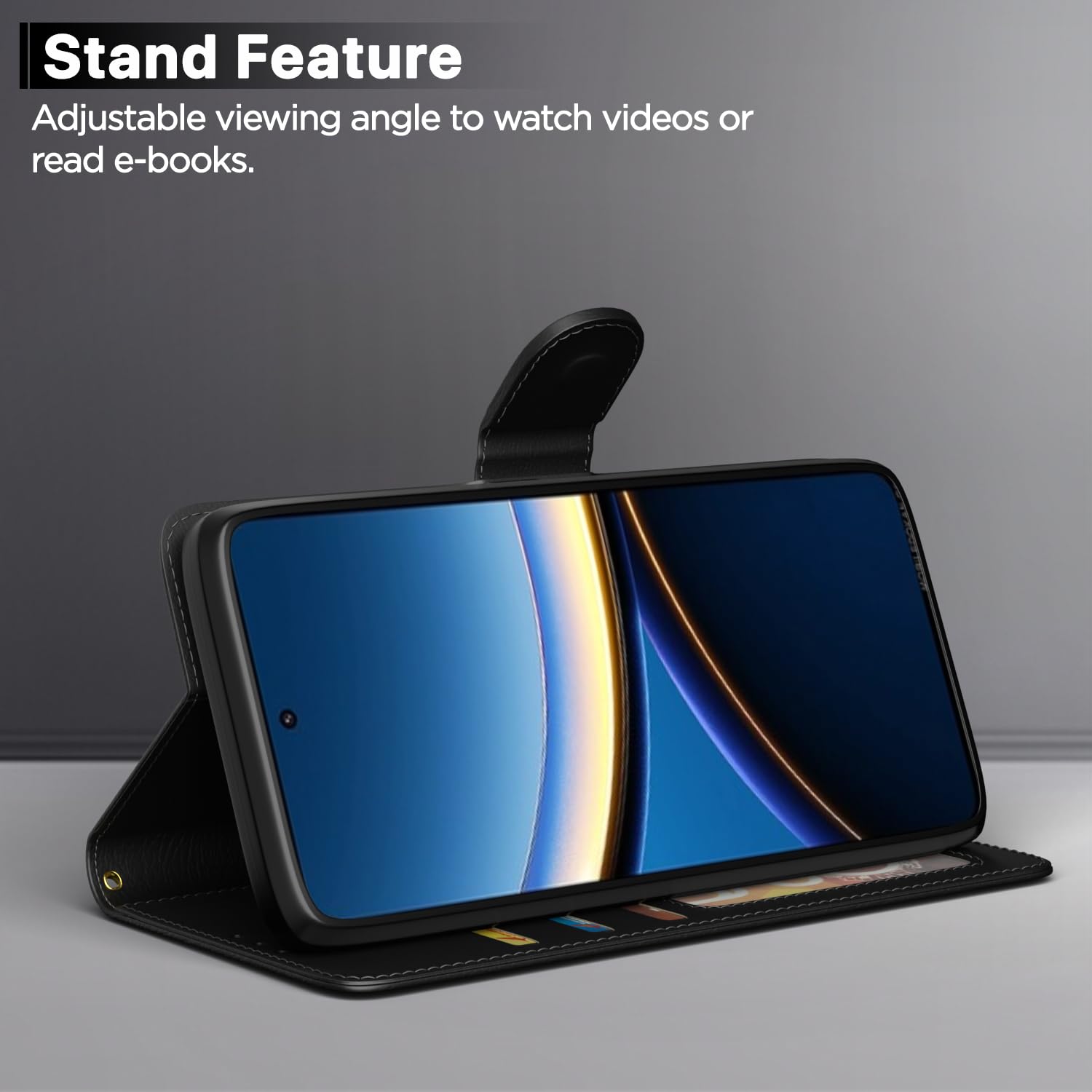 Pikkme Poco F7 Pro 5G Vintage Flip Cover (Black)