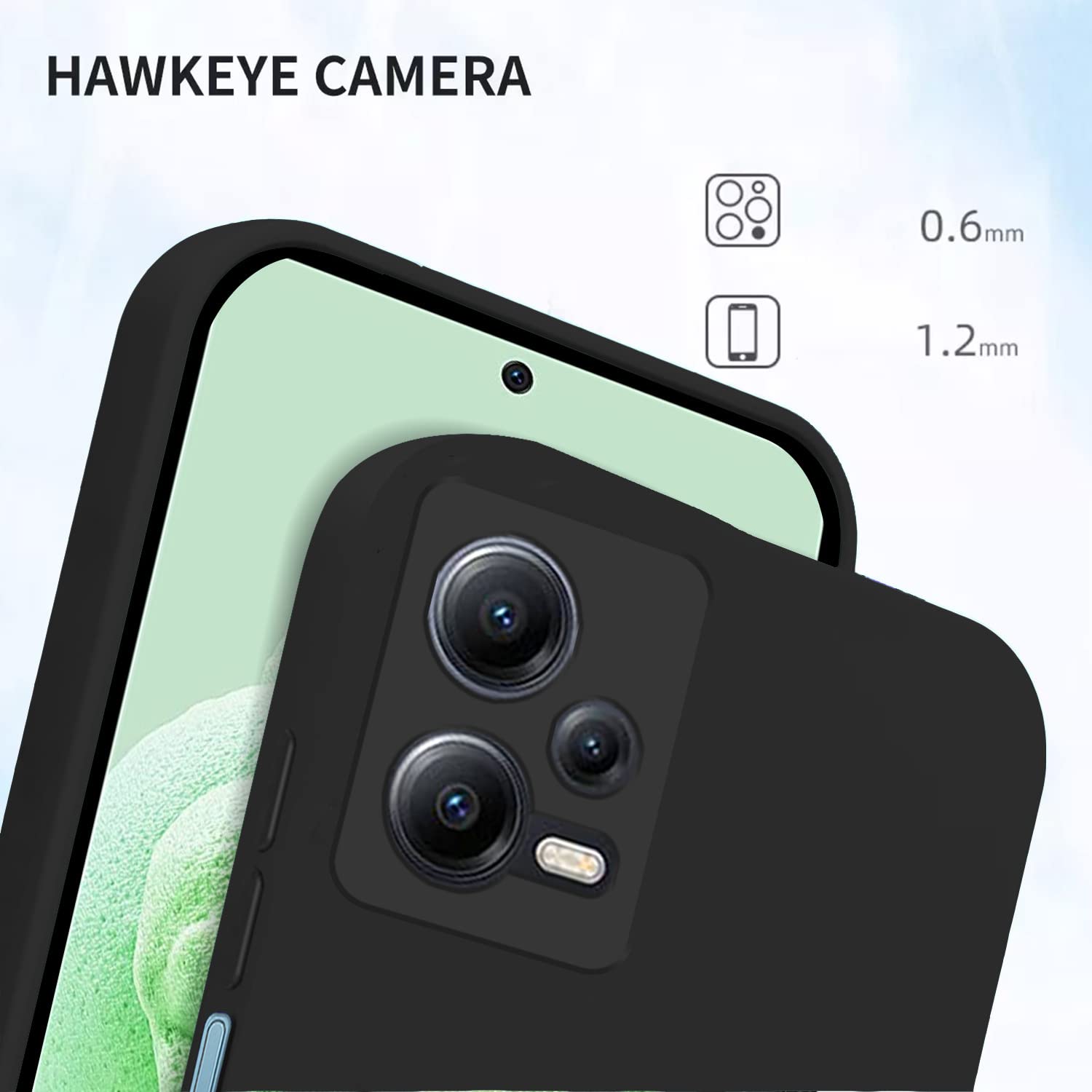 Pikkme Redmi Note 12 5G Liquid Silicone Back Cover | Black