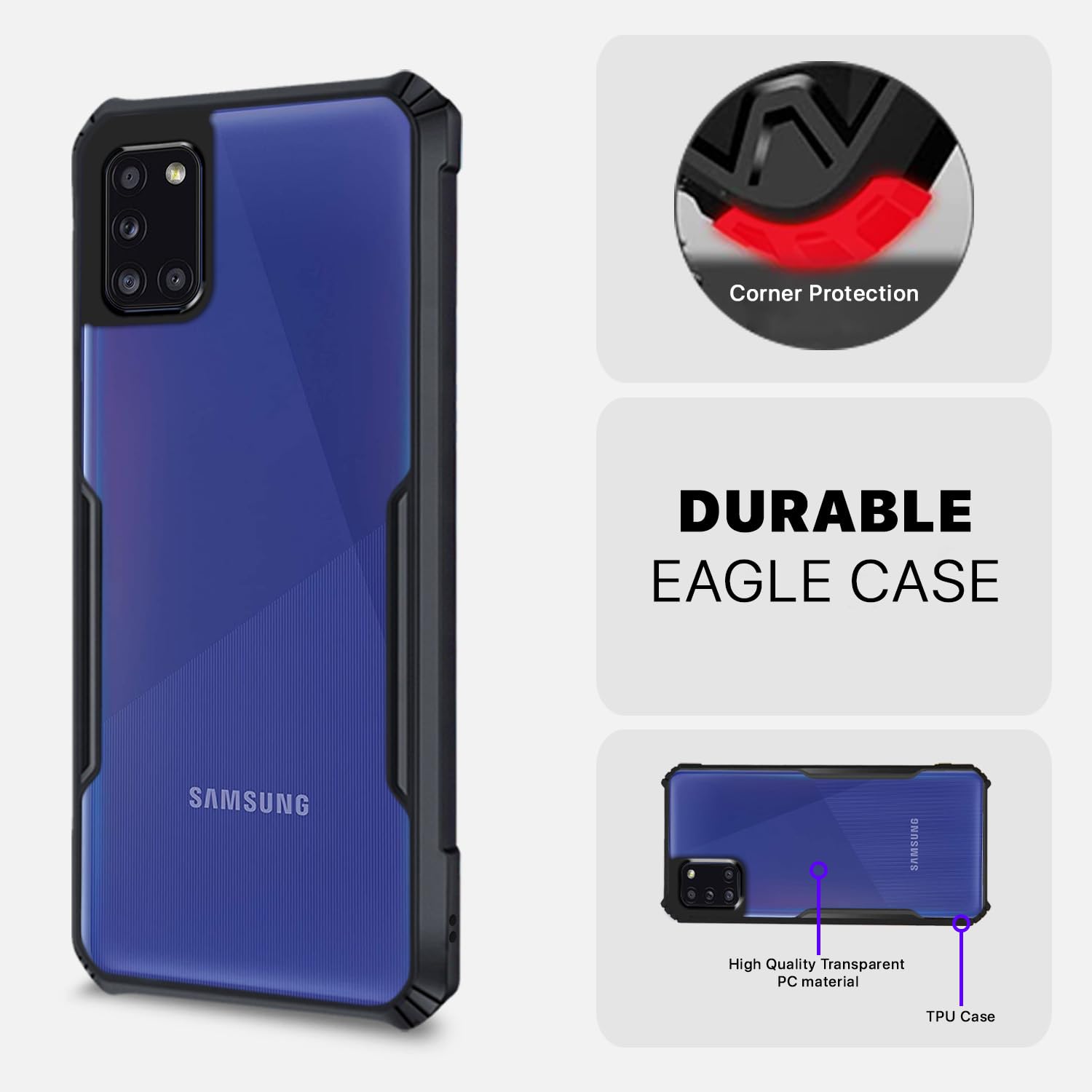 Pikkme Samsung Galaxy A31 Eagle Back Cover (Black)