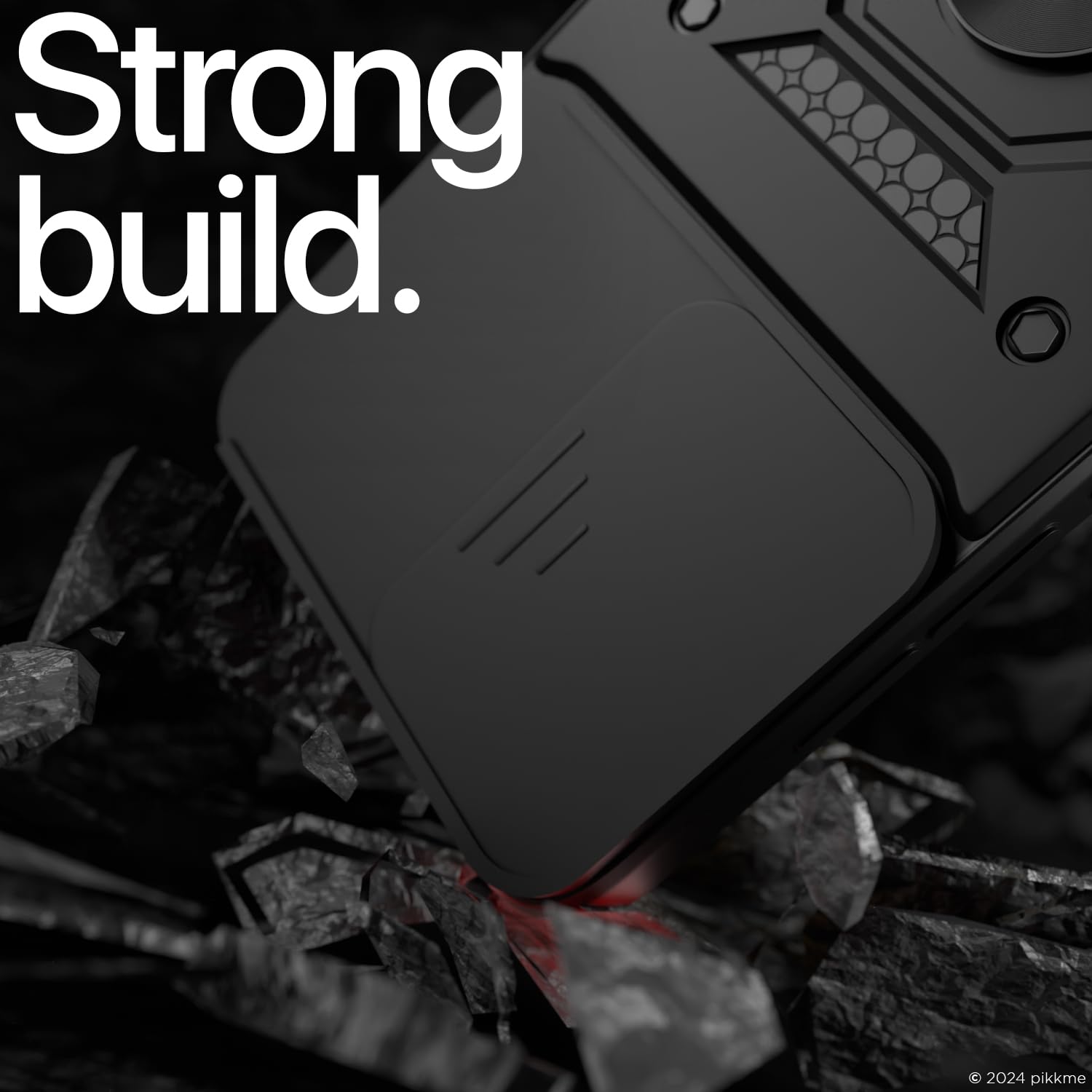 Pikkme Motorola Moto G85 5G Sliding Camera Shield & Stand D10 Tough Armor Back Cover (Black)