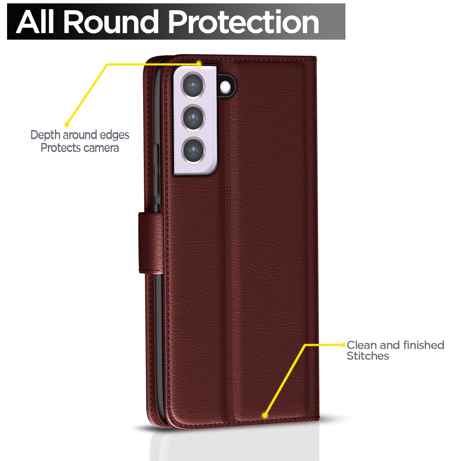 Samsung S21 FE 5G wallet flip cover in brown by Pikkme – photo 4