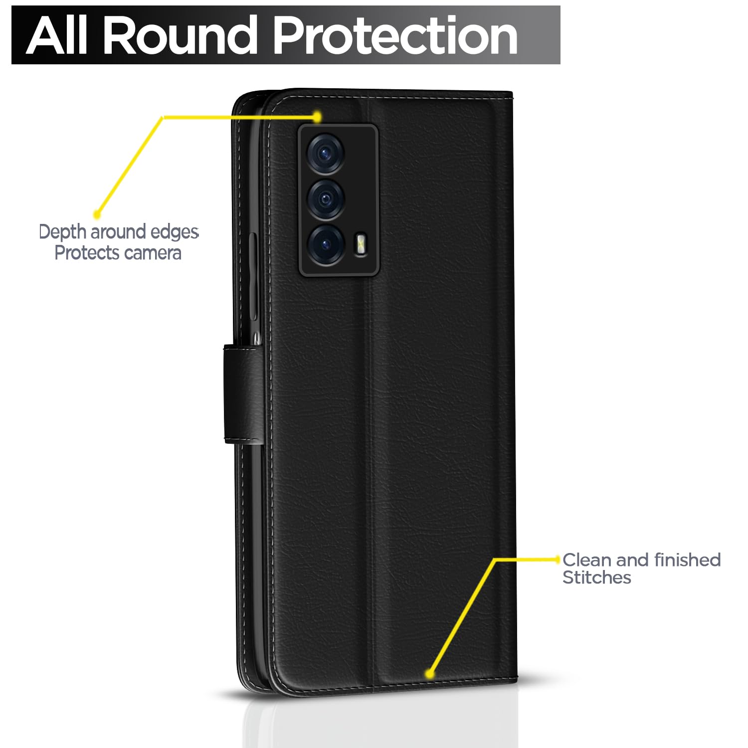 Black mobile flip cover for iQOO Z5 5G – Pikkme – photo 4