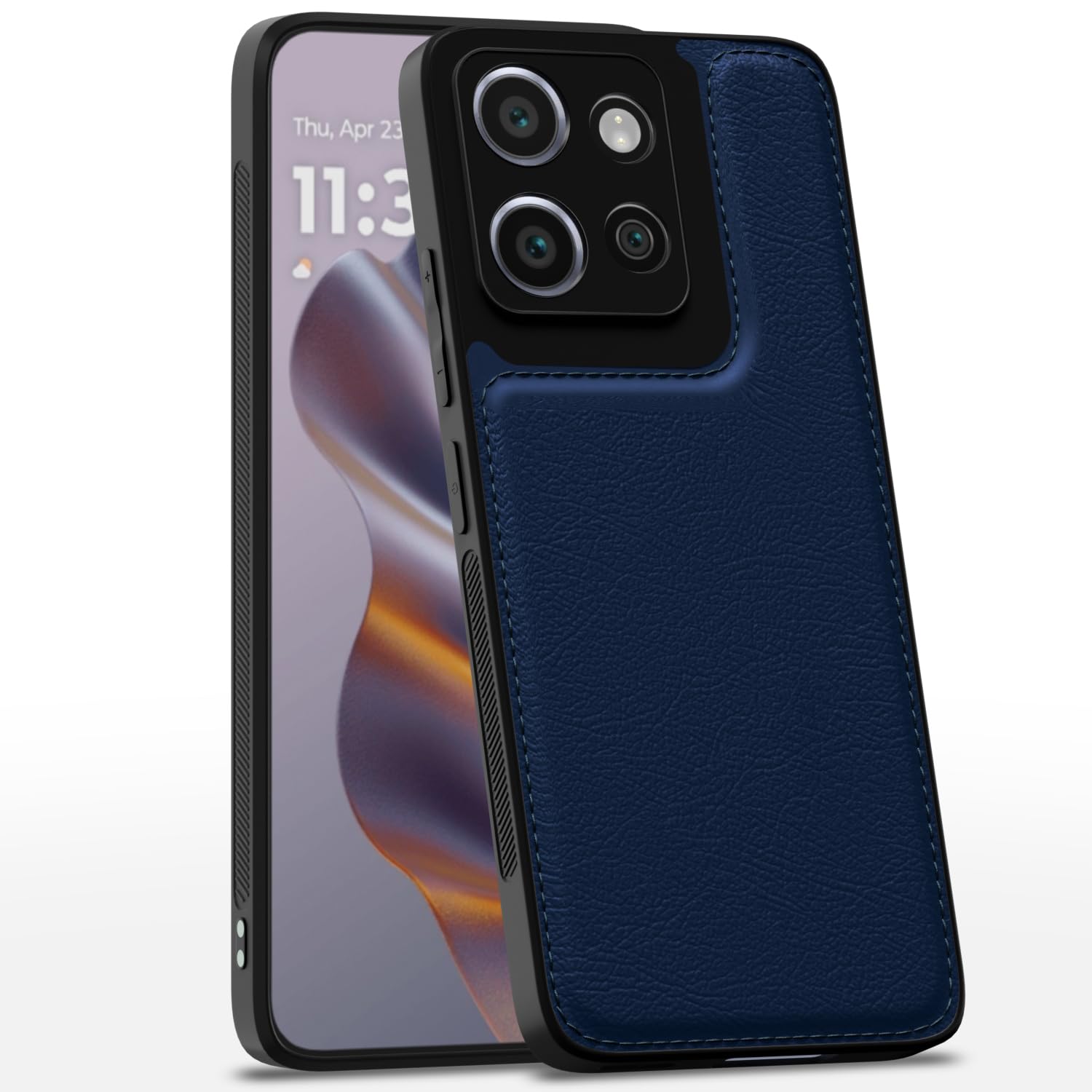 Moto Edge 50 Neo 5G LeatherBack Back Cover – Blue