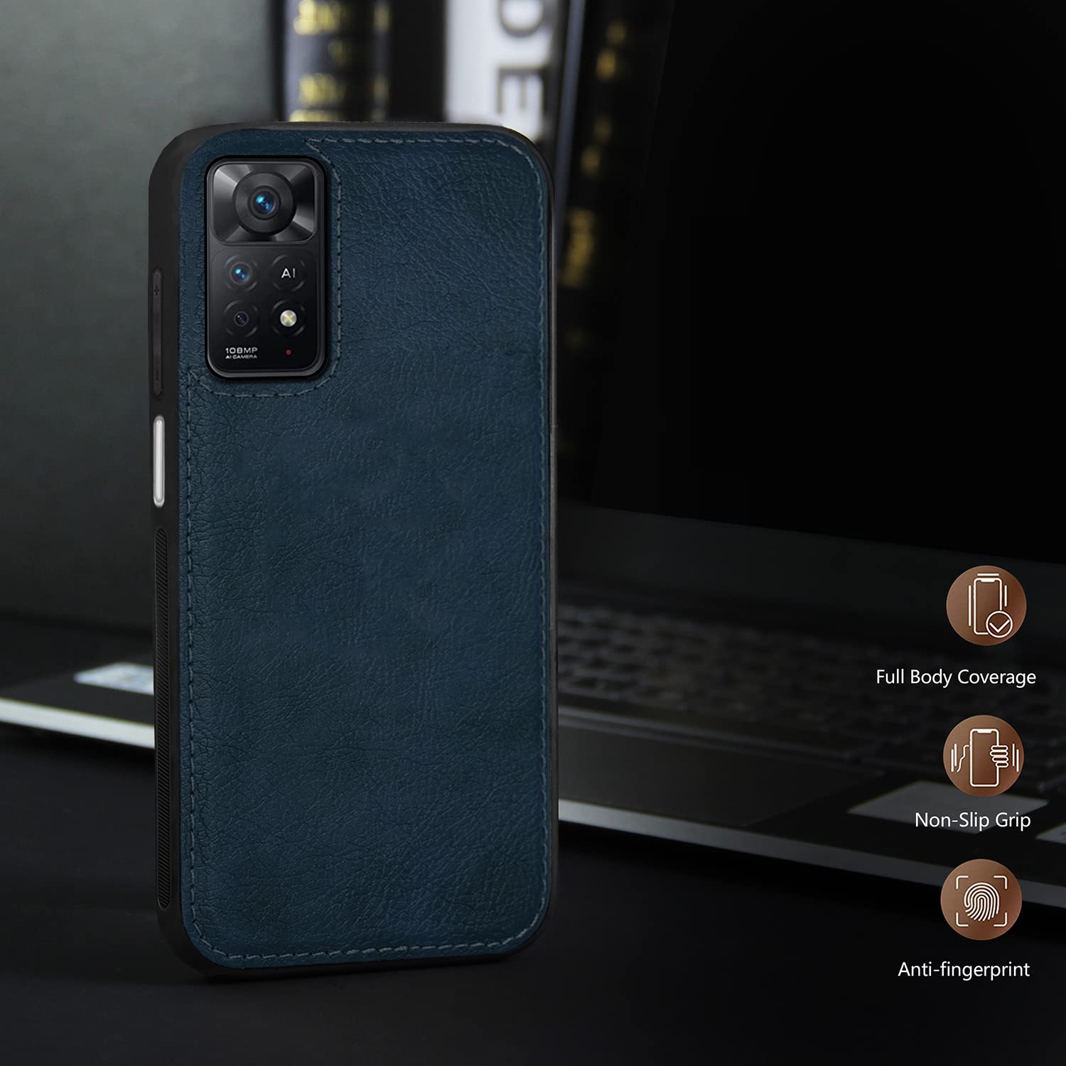 Pikkme Redmi Note 11 Pro/Note 11 Pro Plus 5G Leatherback Back Case | Blue