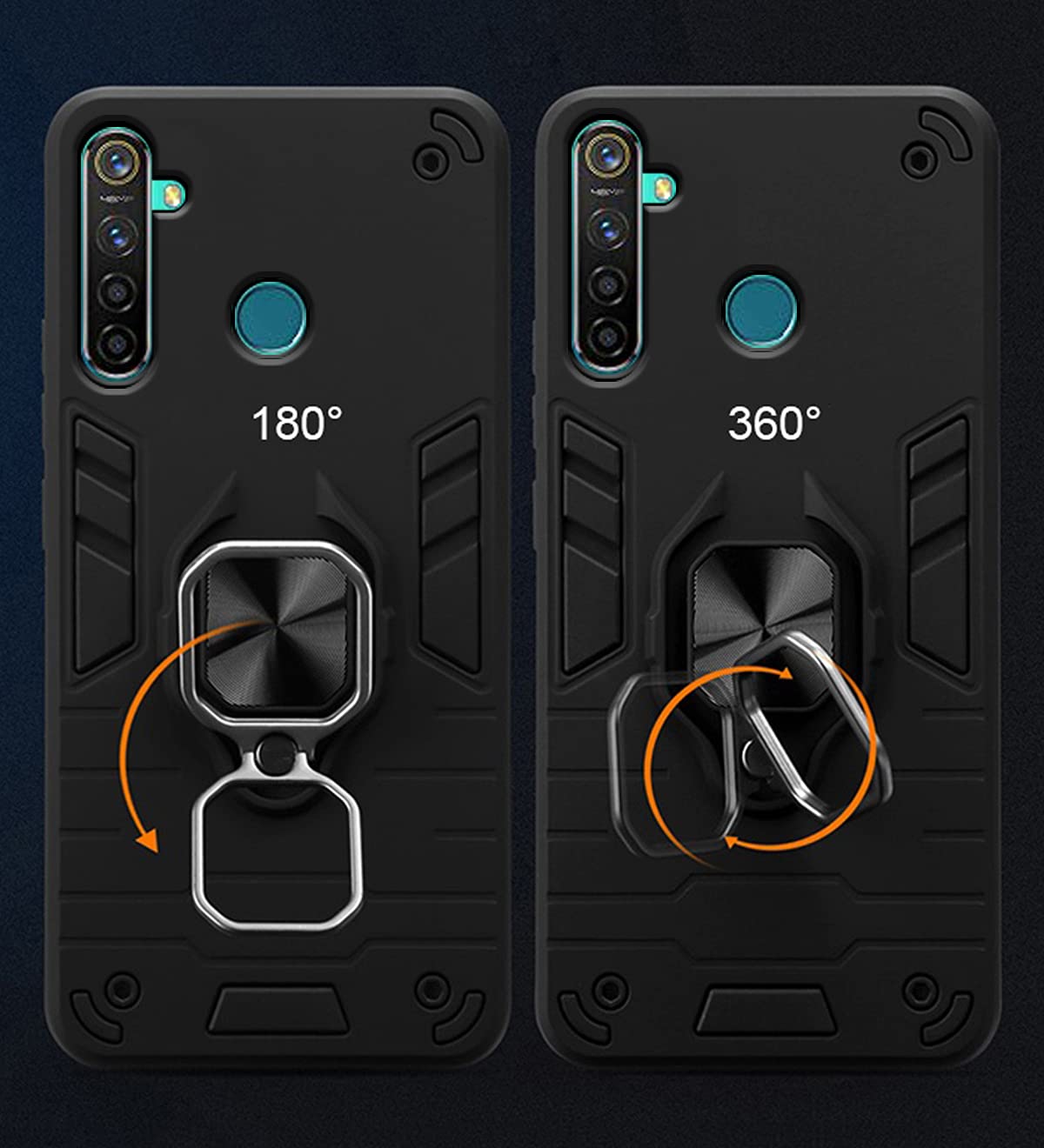 Pikkme Realme 5 Pro D5 Tough Armor black back cover – photo 3