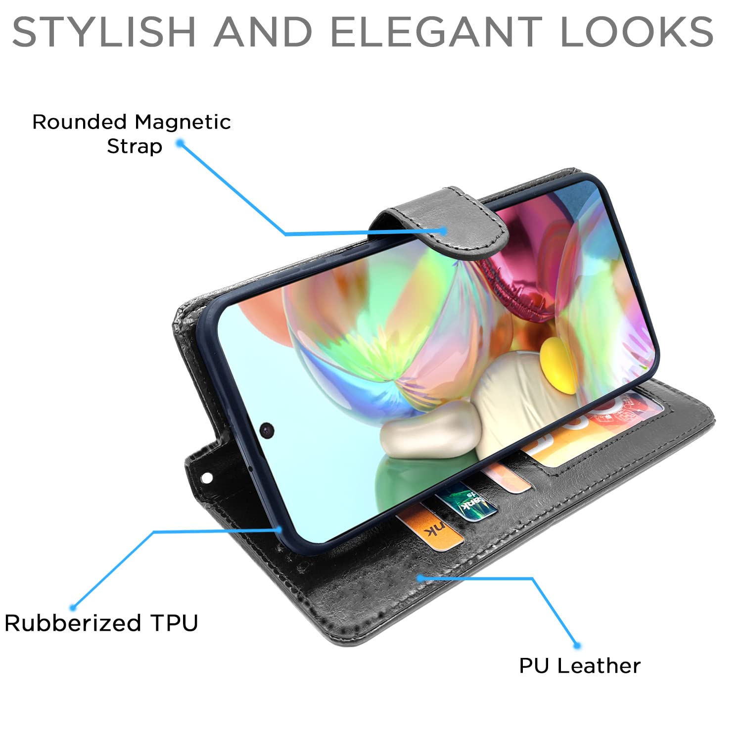 Pikkme Samsung Galaxy A71 Vintage Flip Cover (Black)