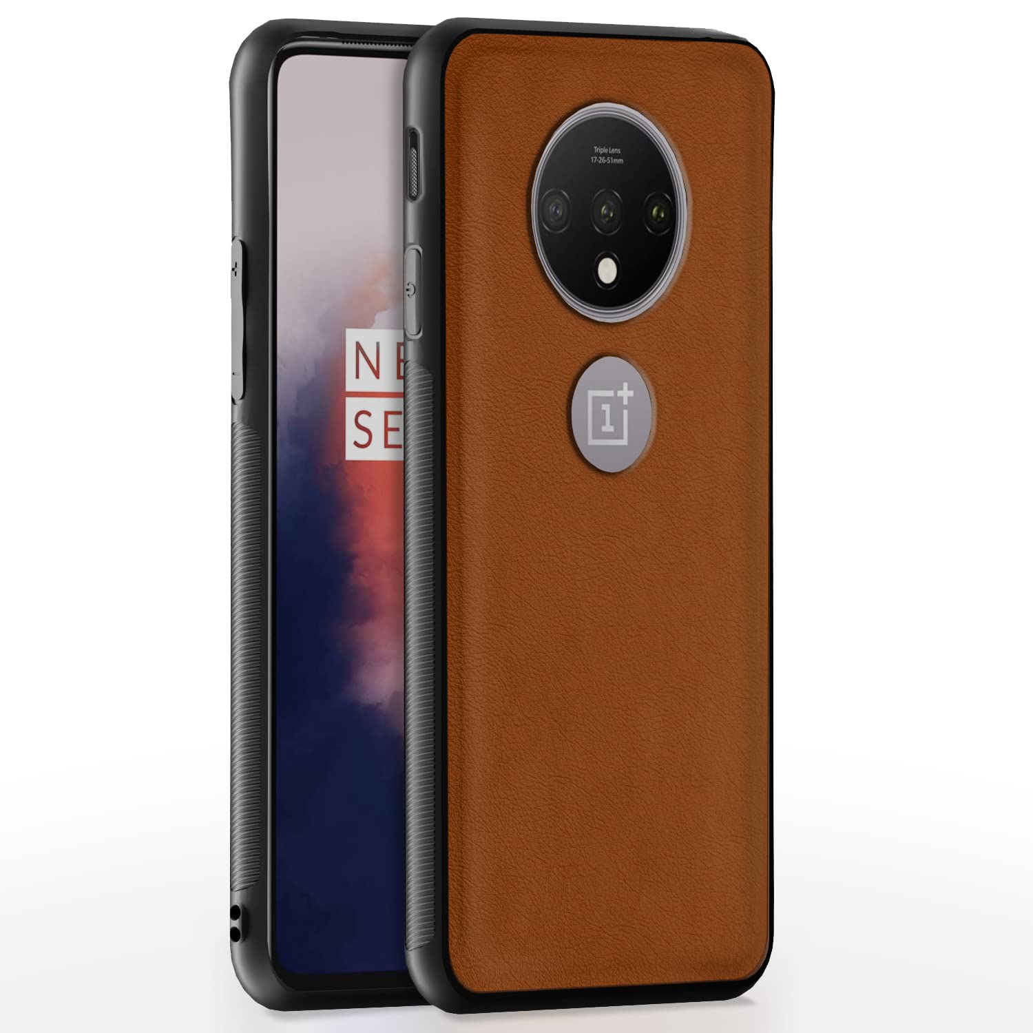 Pikkme camel Leather mobile cover for OnePlus 7T