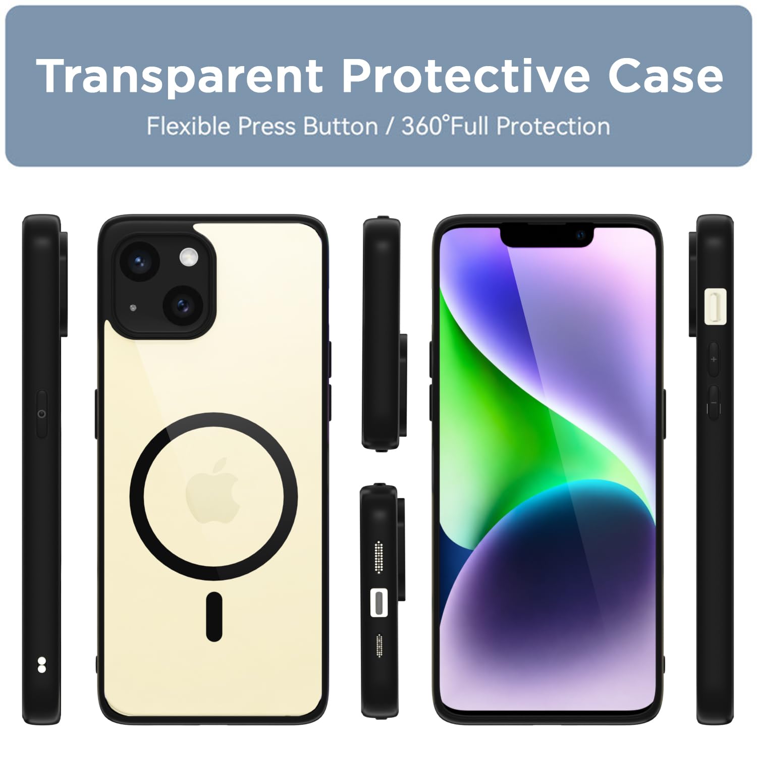 Black mag-safe MagSafe mobile cover for iPhone 15 – Pikkme – photo 2