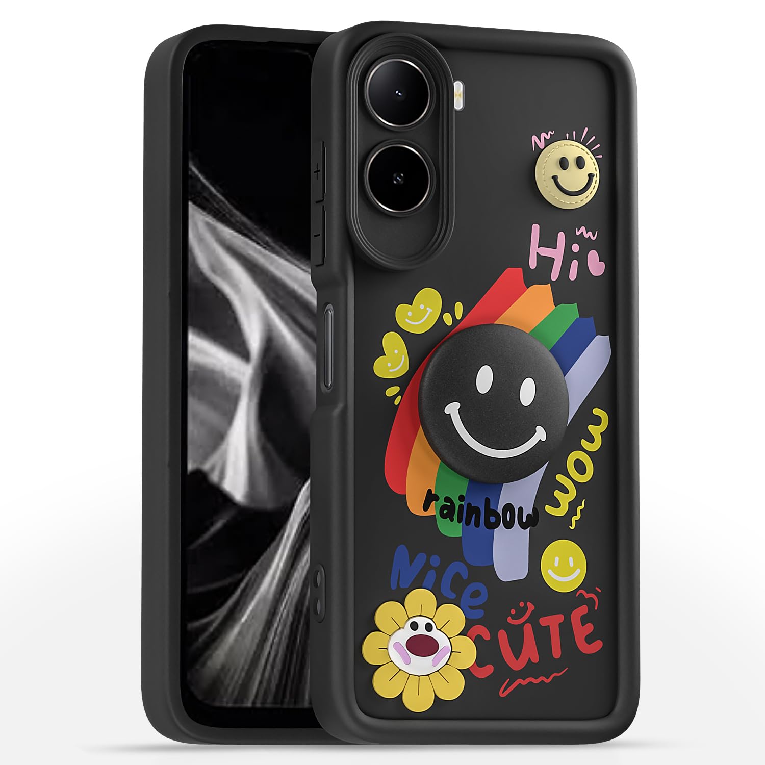 Black Smile Rainbow back cover for Redmi A7 Pro/Poco C85x 5G/C81 – Pikkme