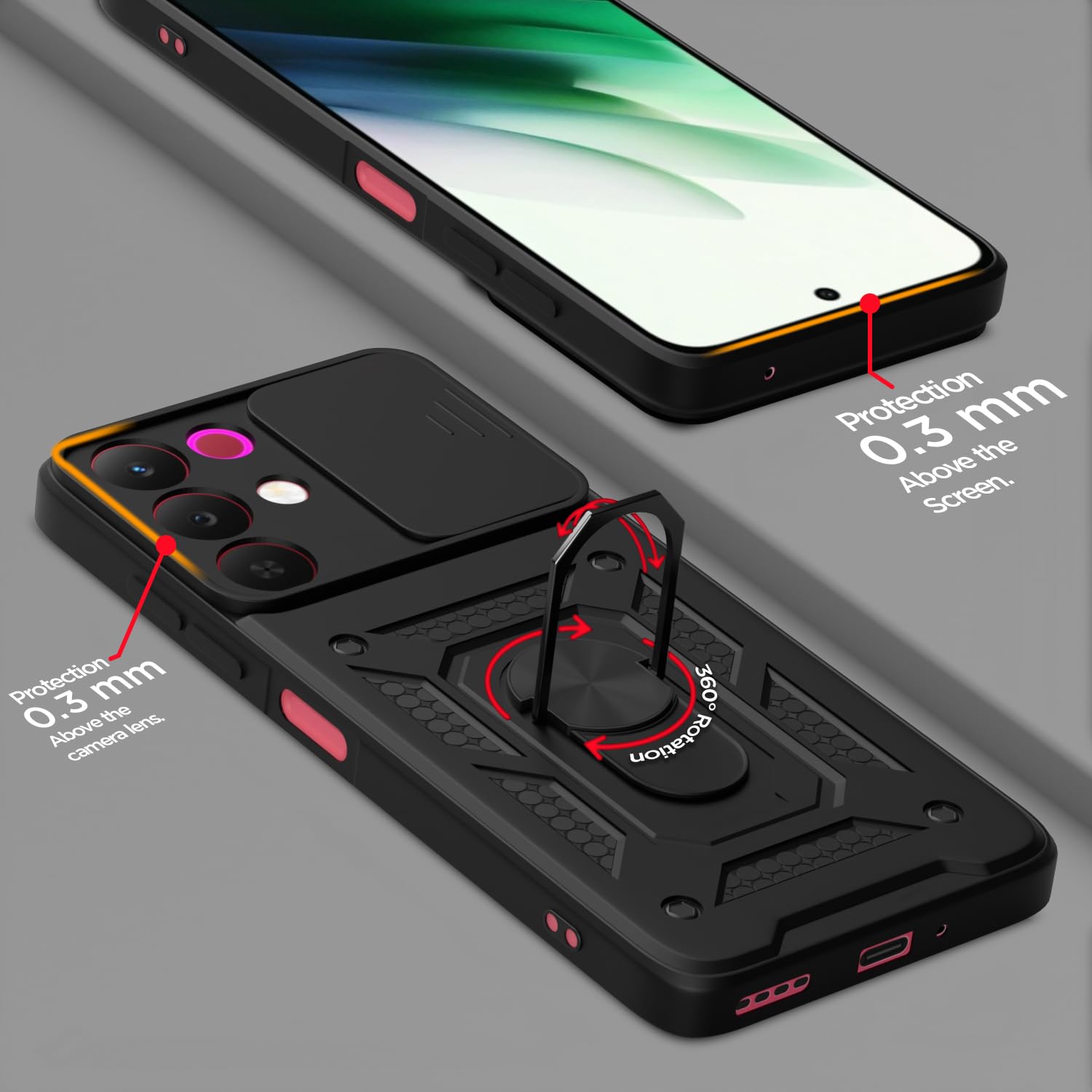 Pikkme Realme Narzo 90X 5G/C85 5G/15X 5G/360 D10 Camera Shield black mobile back cover – photo 4