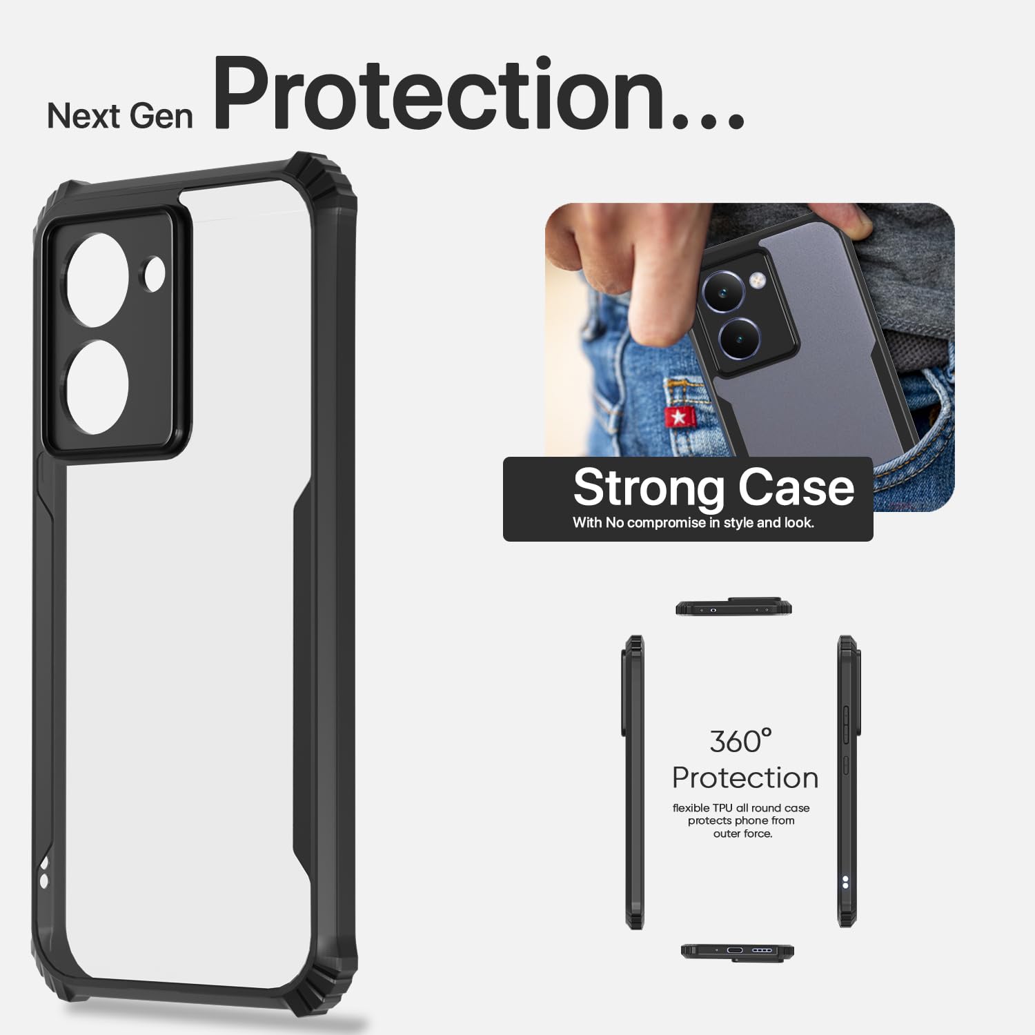 Pikkme Realme P3 Ultra 5G Eagle Crystal Clear Transparent Back Cover (Black)