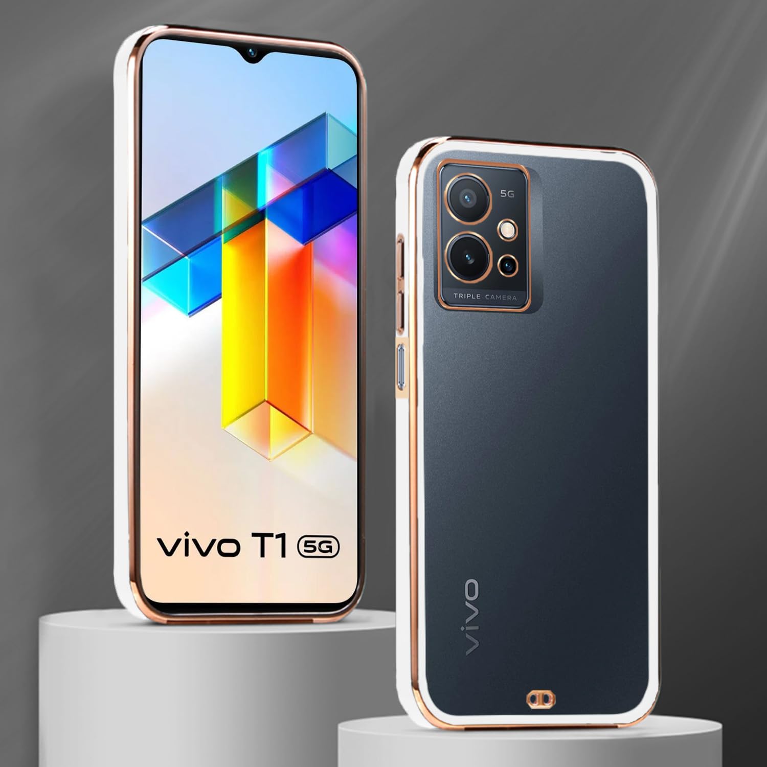 Vivo T1/Y75/iQOO Z6 5G Chrome back cover in white by Pikkme – photo 3