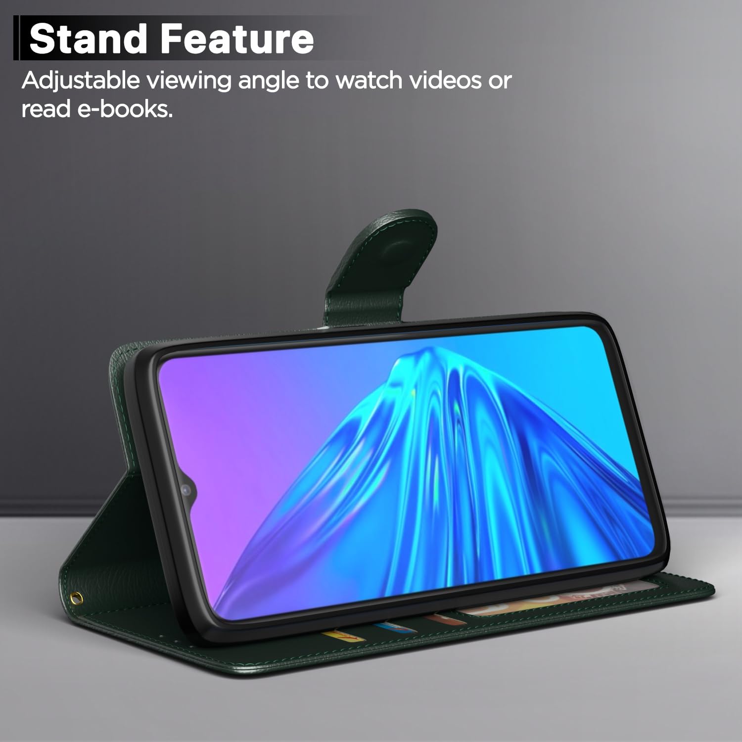 Green Wallet mobile flip cover for Realme 5i/5/5s/Narzo 10 – Pikkme – photo 3