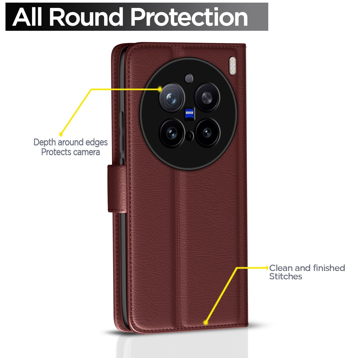 Brown Button mobile flip cover for Vivo X200 Pro 5G – Pikkme – photo 4