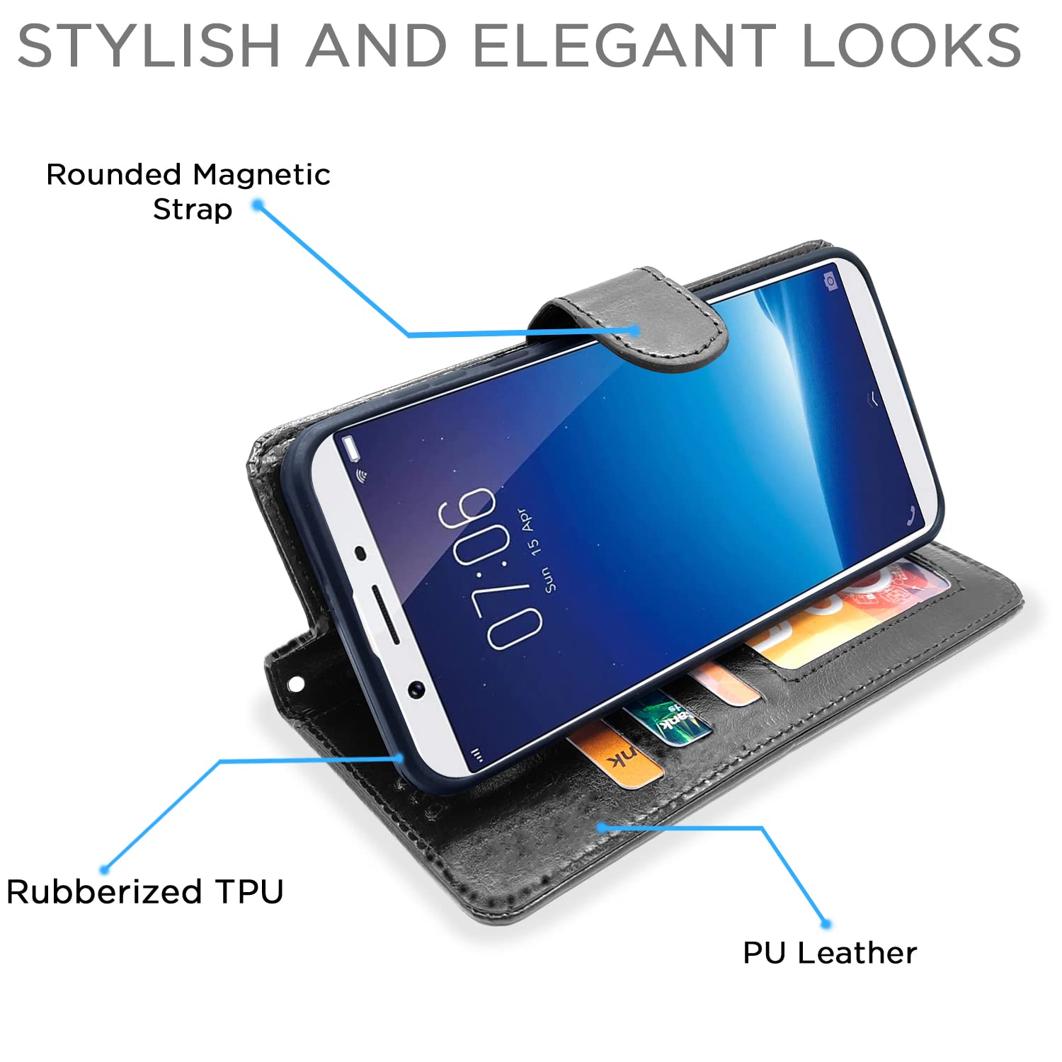 Pikkme Vivo Y71 Flip Vintage Flip Cover | Black