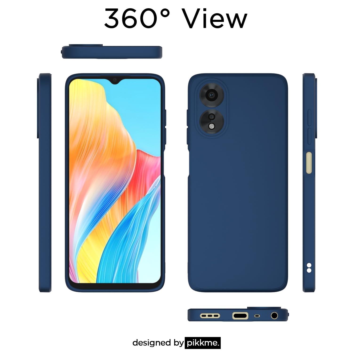 Pikkme Oppo A38 Liquid Silicone Back Cover (Blue)