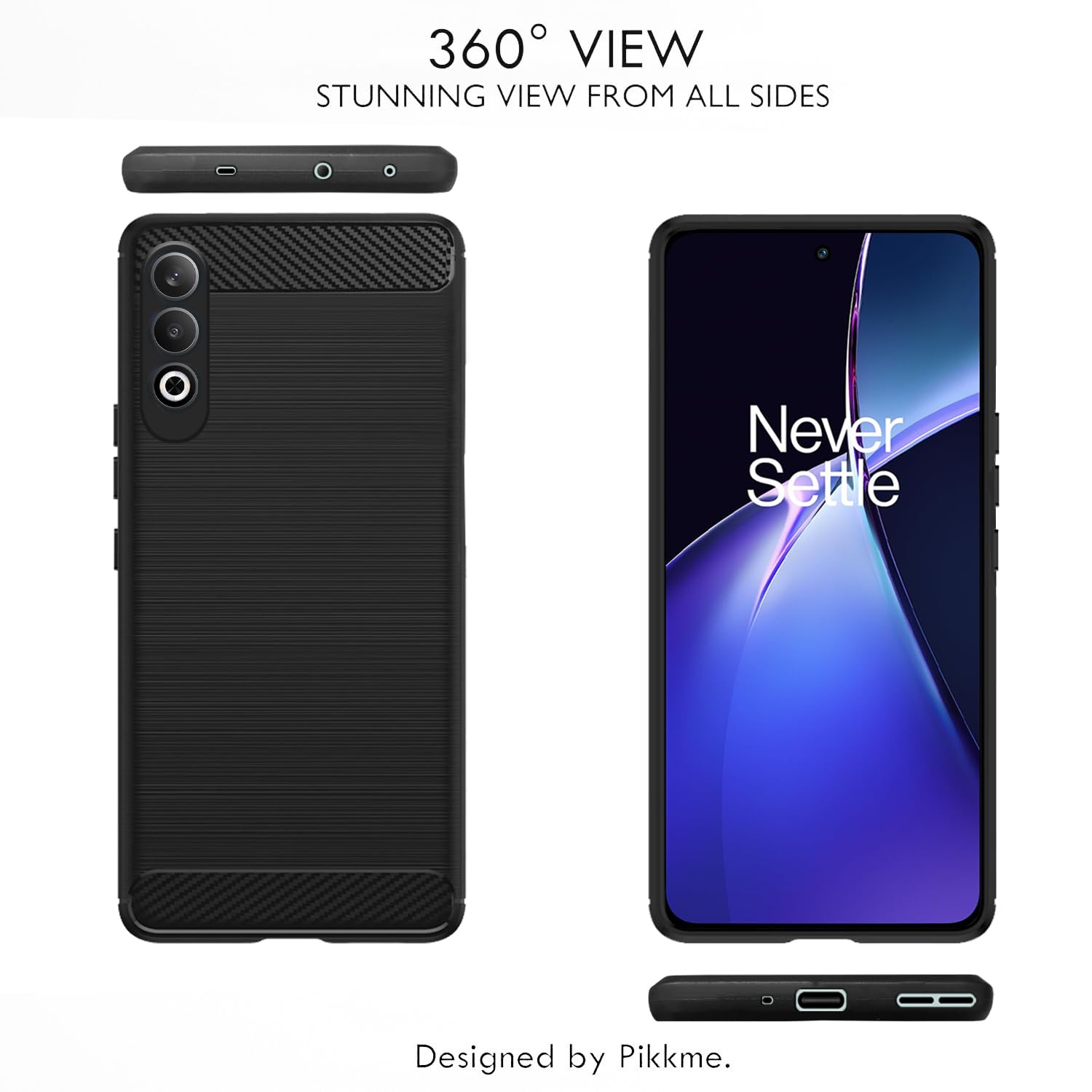 Pikkme OnePlus Nord Ce 4 5G Carbon Fibre Back Cover (Black)