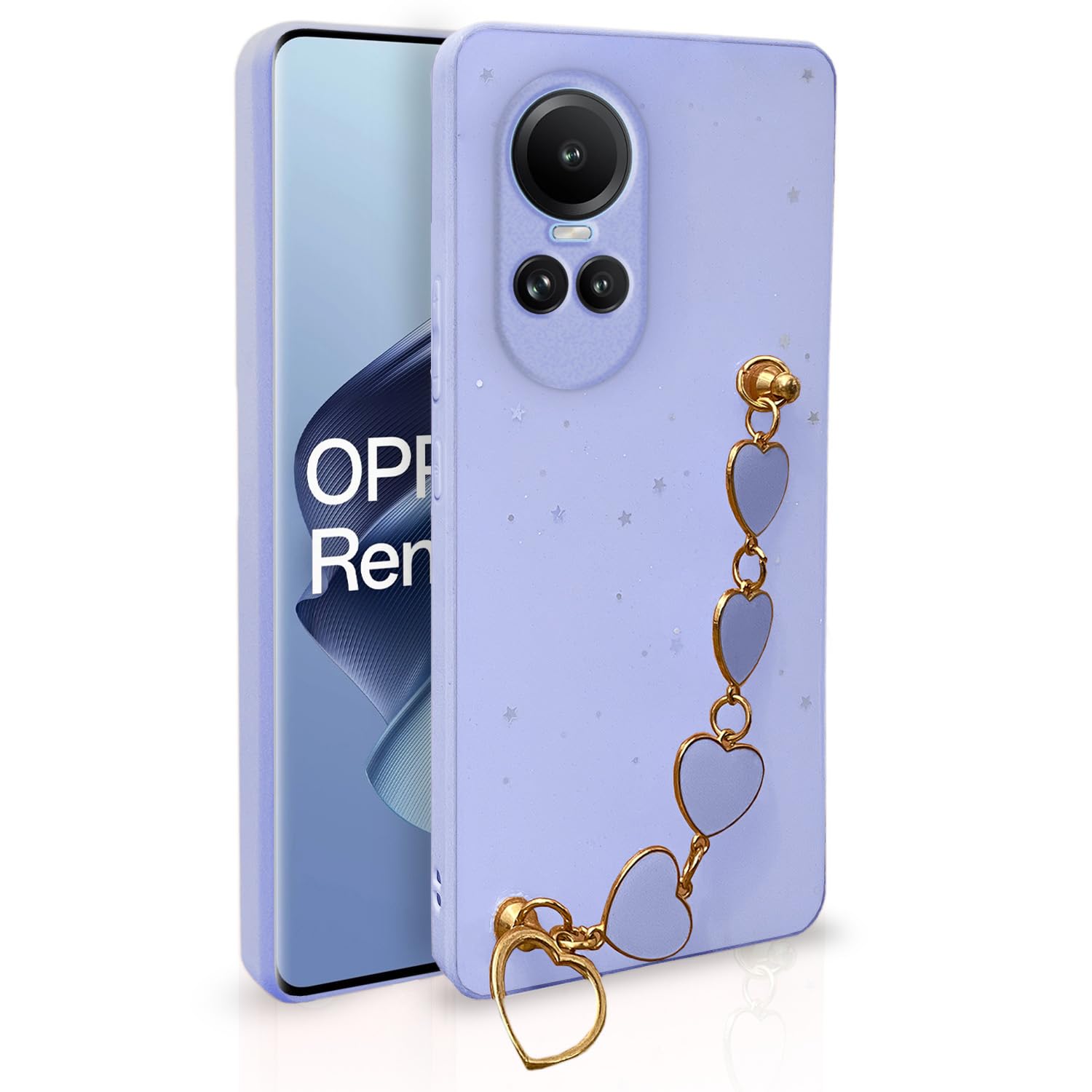 Oppo Reno 10 5G Chain back cover in purple by Pikkme