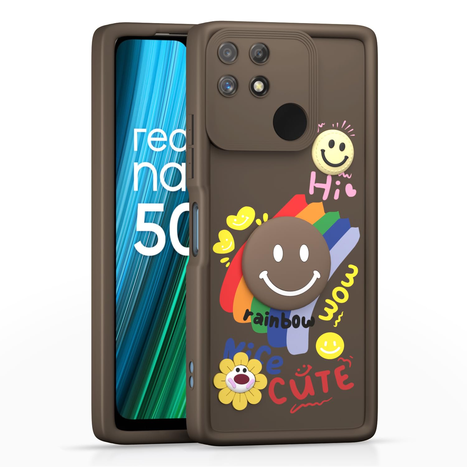 Brown Soft Silicone back cover for Realme Narzo 50A – Pikkme