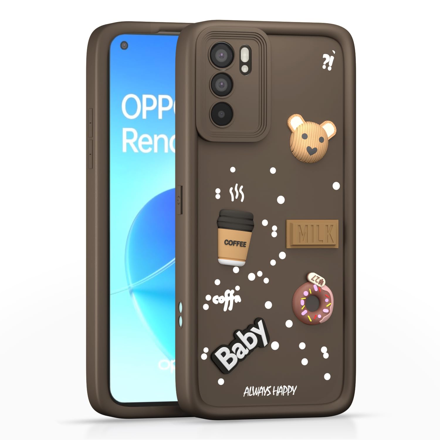Pikkme brown Silicone mobile cover for Oppo Reno 6 5G