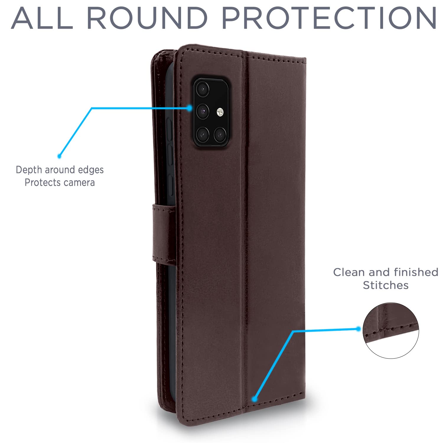 Pikkme Samsung Galaxy A71 Vintage Flip Cover (Coffee)