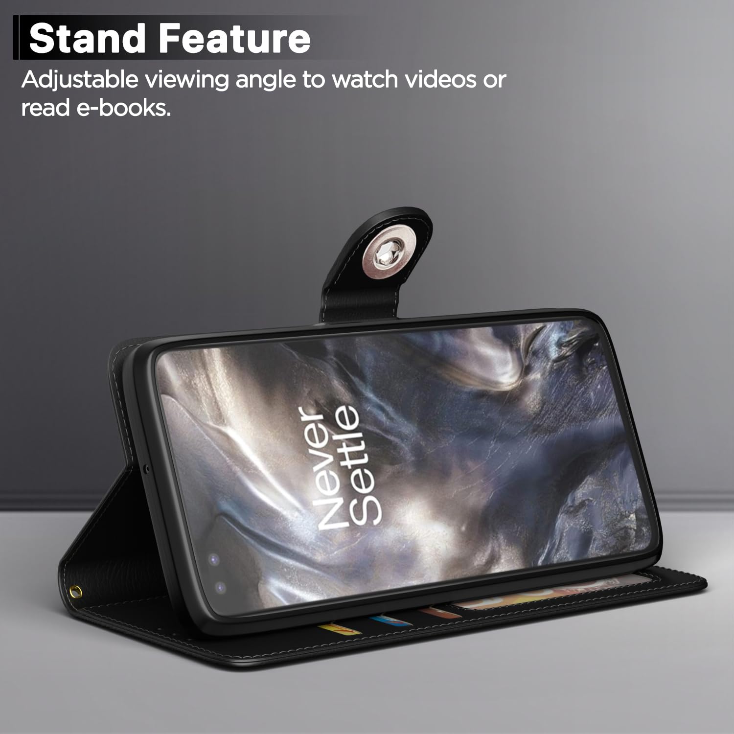Black wallet flip cover for OnePlus Nord (2020) – Pikkme – photo 3
